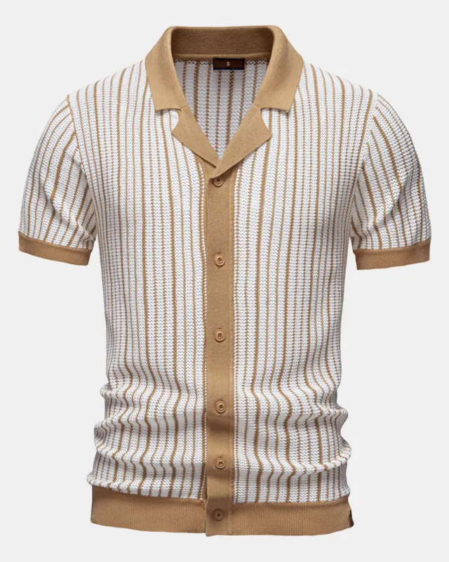 Stripe Crochet Button Up Shirt sold by Hoooyi
