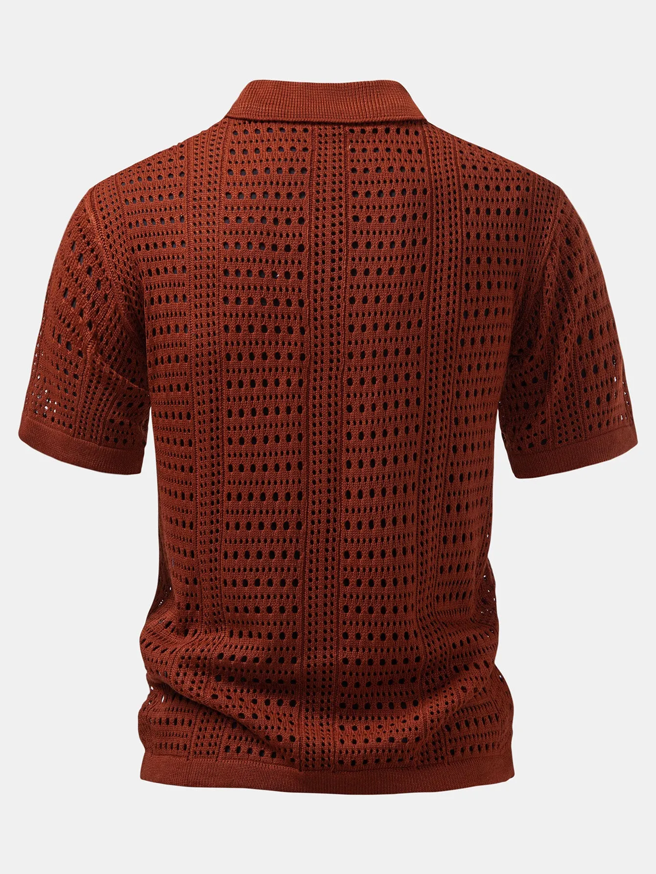 Crochet V Neck Polo Shirt sold by Hoooyi product image thumbnail 2