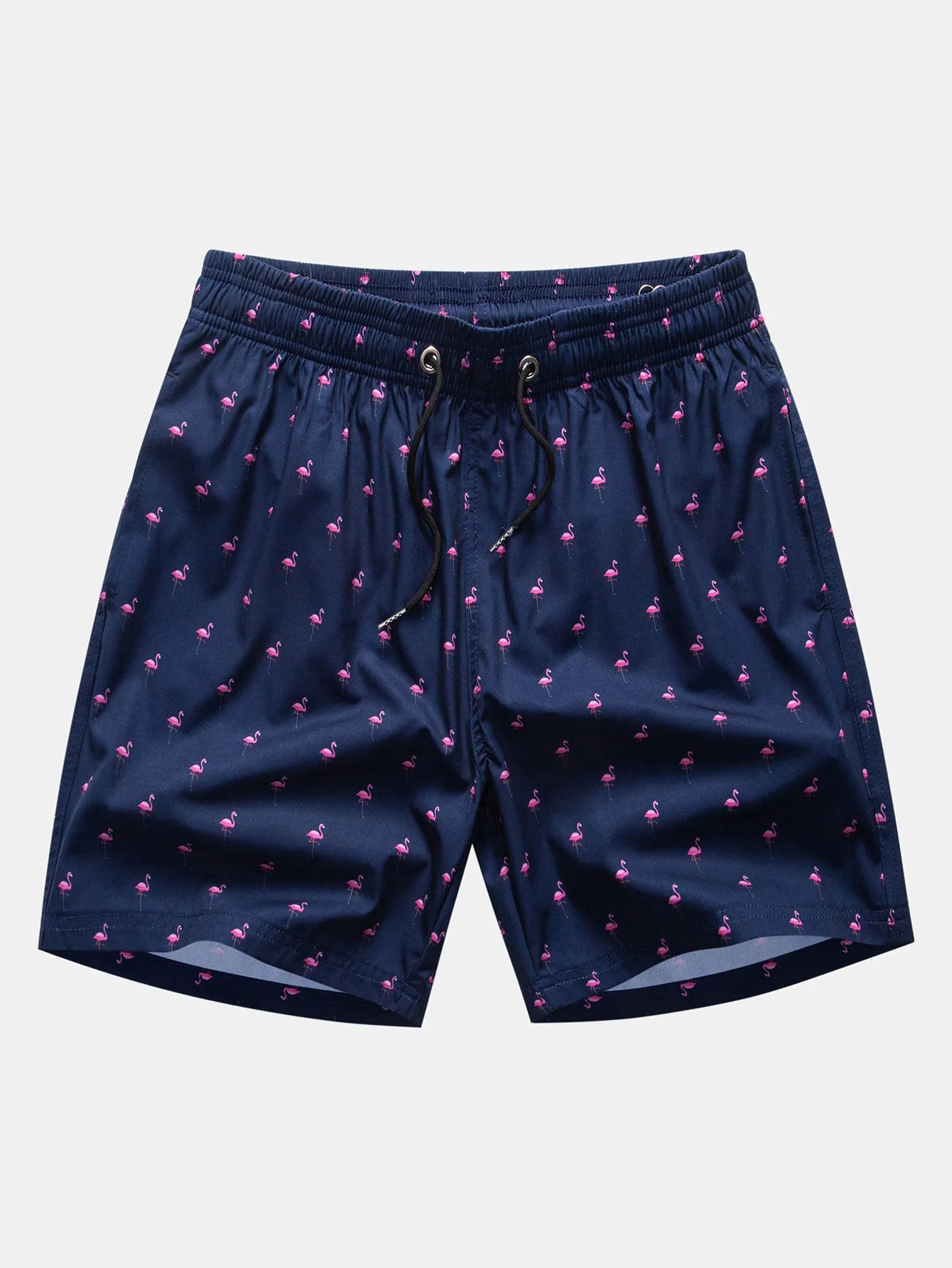 Flamingo Print Drawstring Swim Shorts sold by Hoooyi