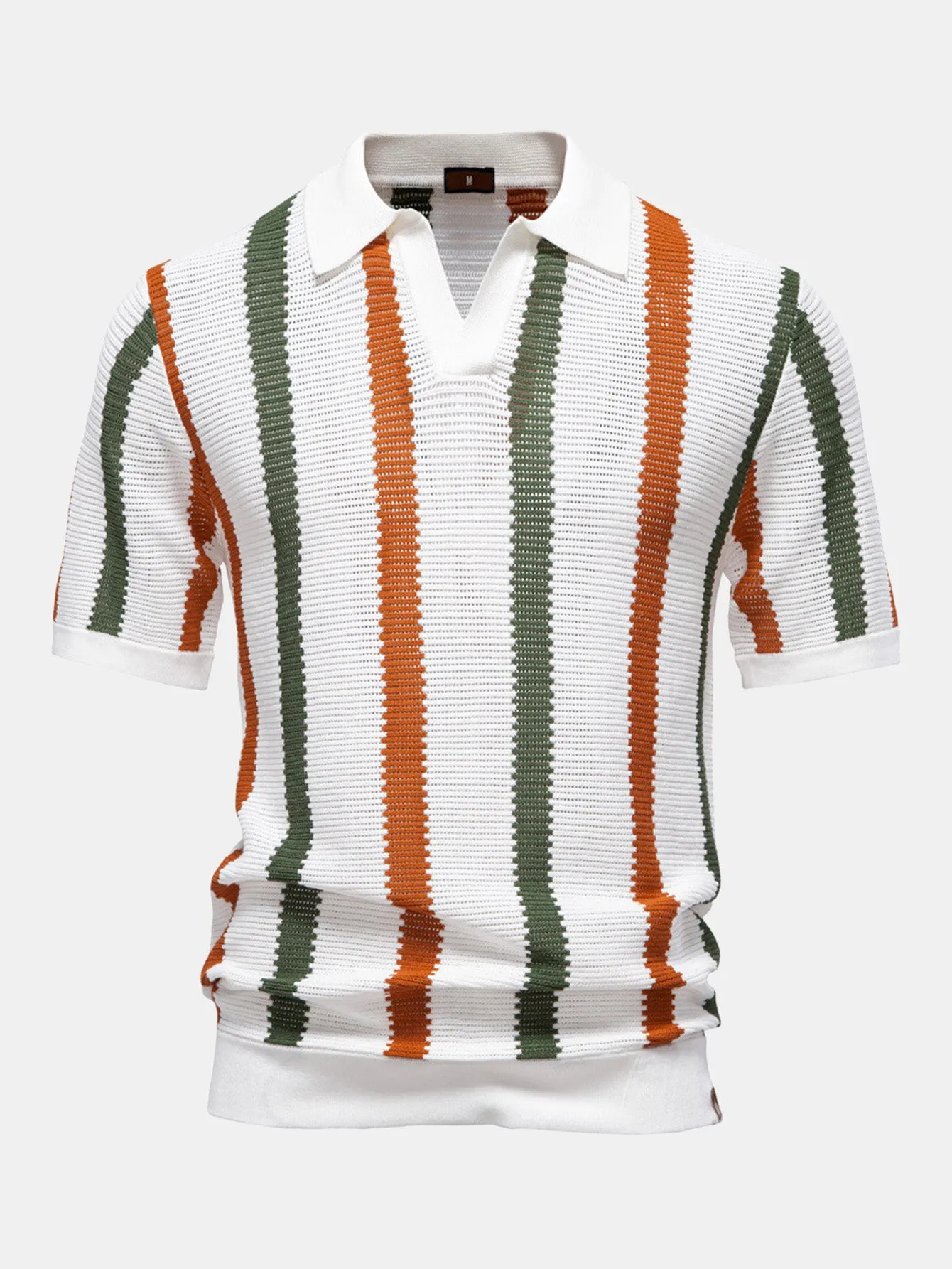 Stripe Knit V Neck Polo Shirt & Slim Fit Tapered Trousers sold by Hoooyi product image thumbnail 5