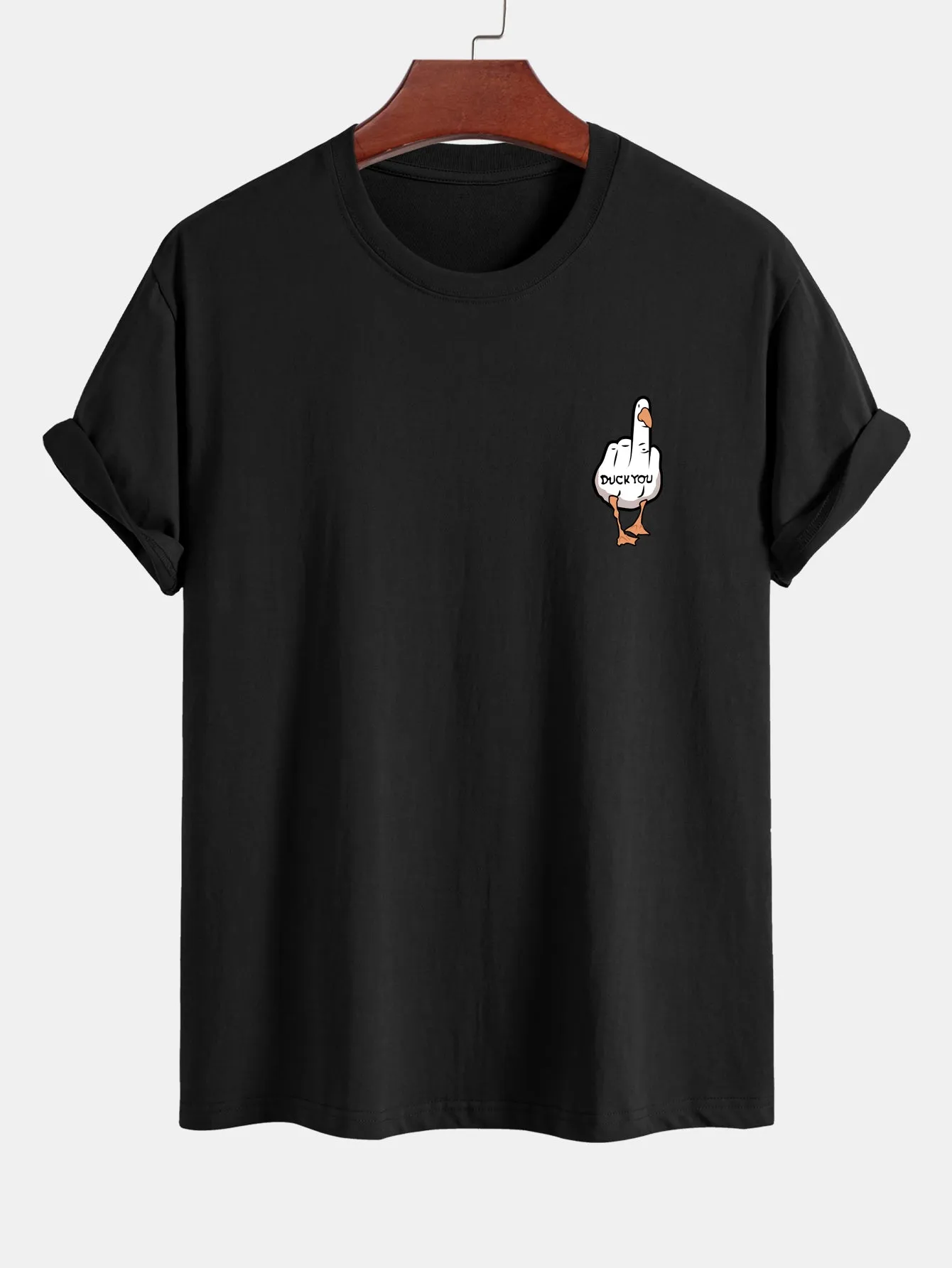 Regular Fit Duck You Print Cotton T-Shirt sold by Hoooyi