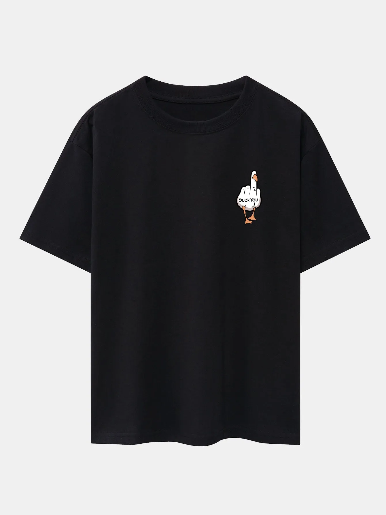 Duck You Print Drop Shoulder Oversize T-Shirt sold by Hoooyi
