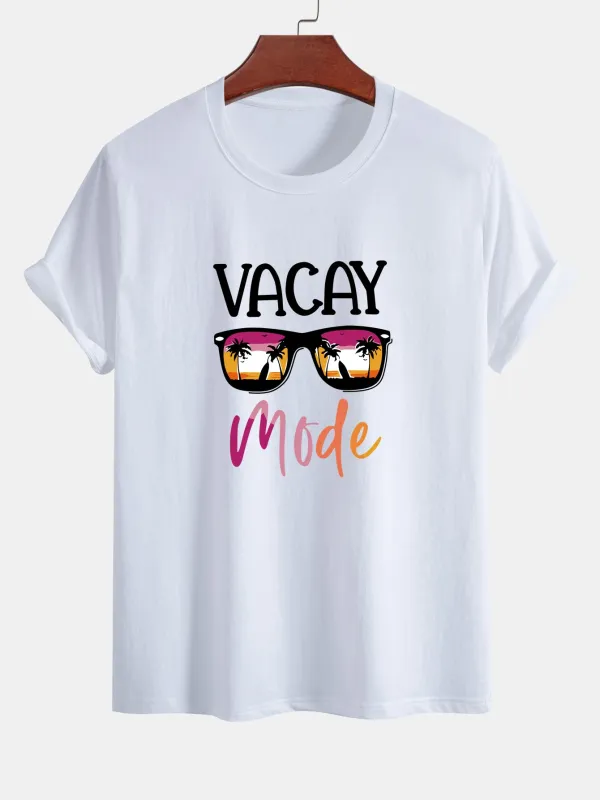 Regular Fit Vacay Mode Print Cotton T-Shirt sold by Hoooyi