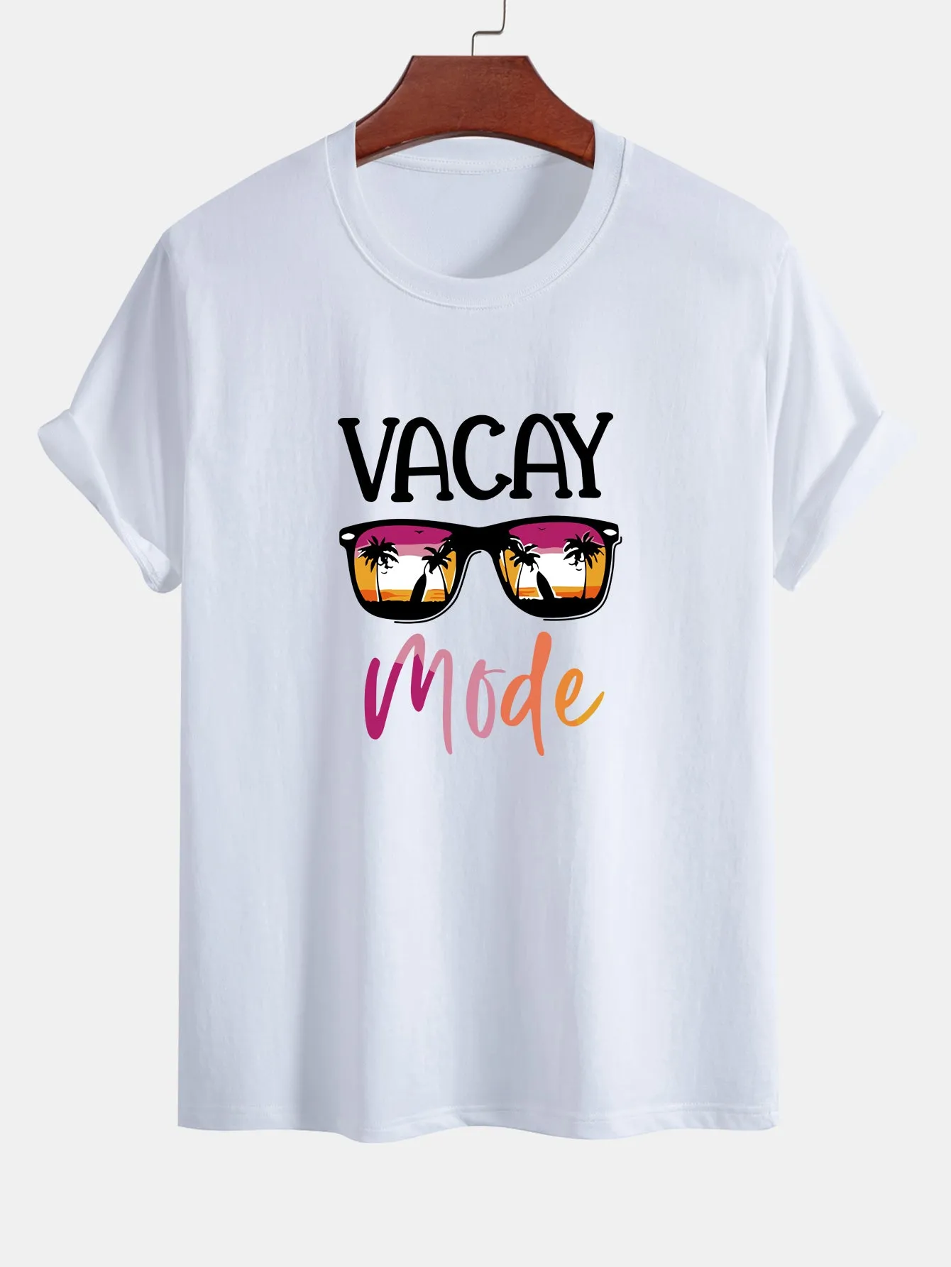 Regular Fit Vacay Mode Print Cotton T-Shirt sold by Hoooyi