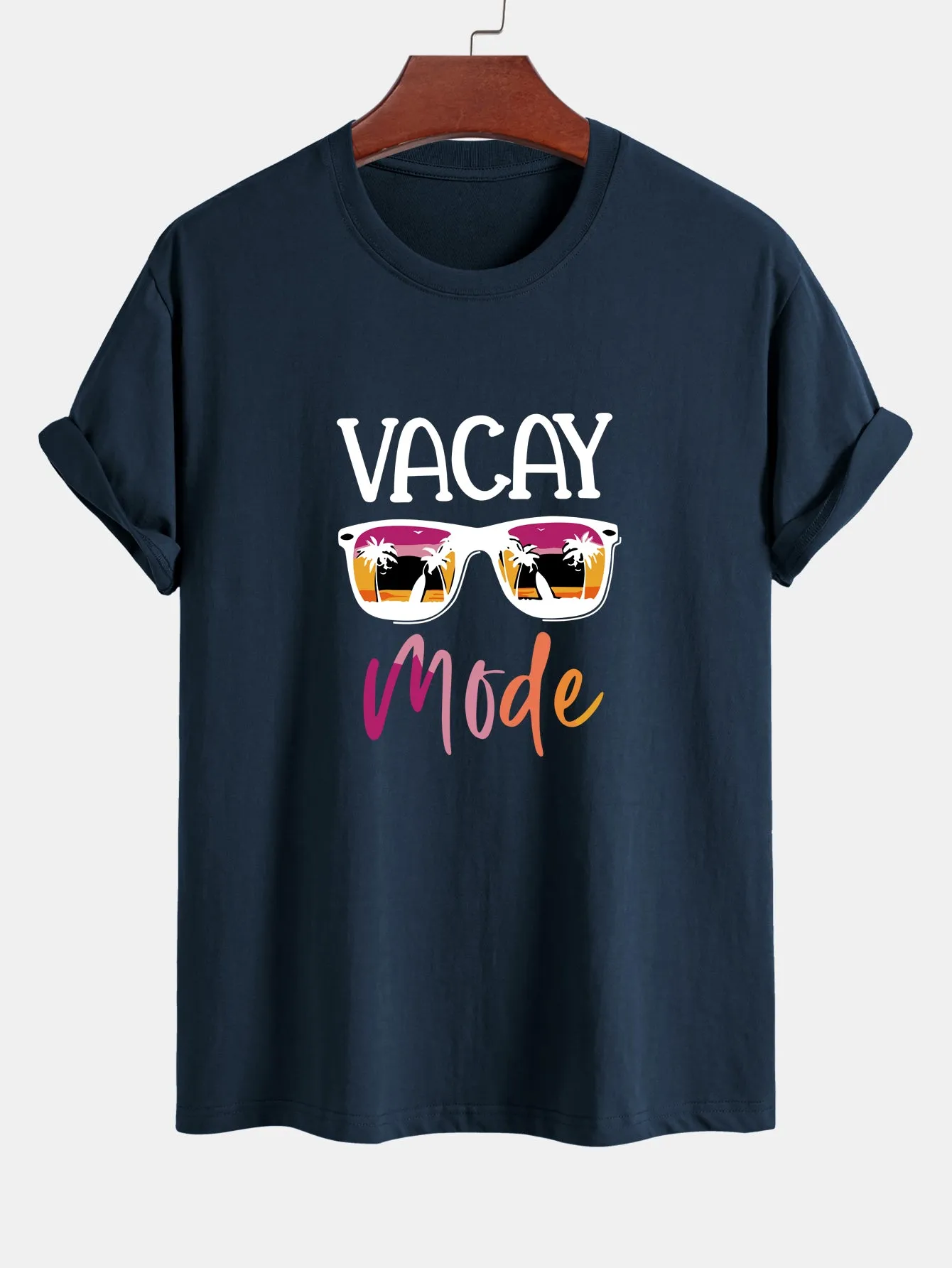 Regular Fit Vacay Mode Print Cotton T-Shirt sold by Hoooyi product image thumbnail 4