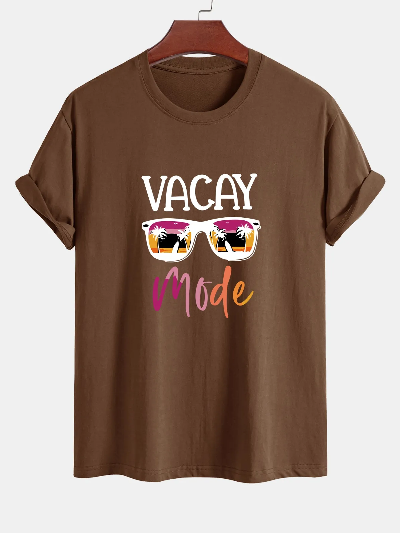 Regular Fit Vacay Mode Print Cotton T-Shirt sold by Hoooyi product image thumbnail 3