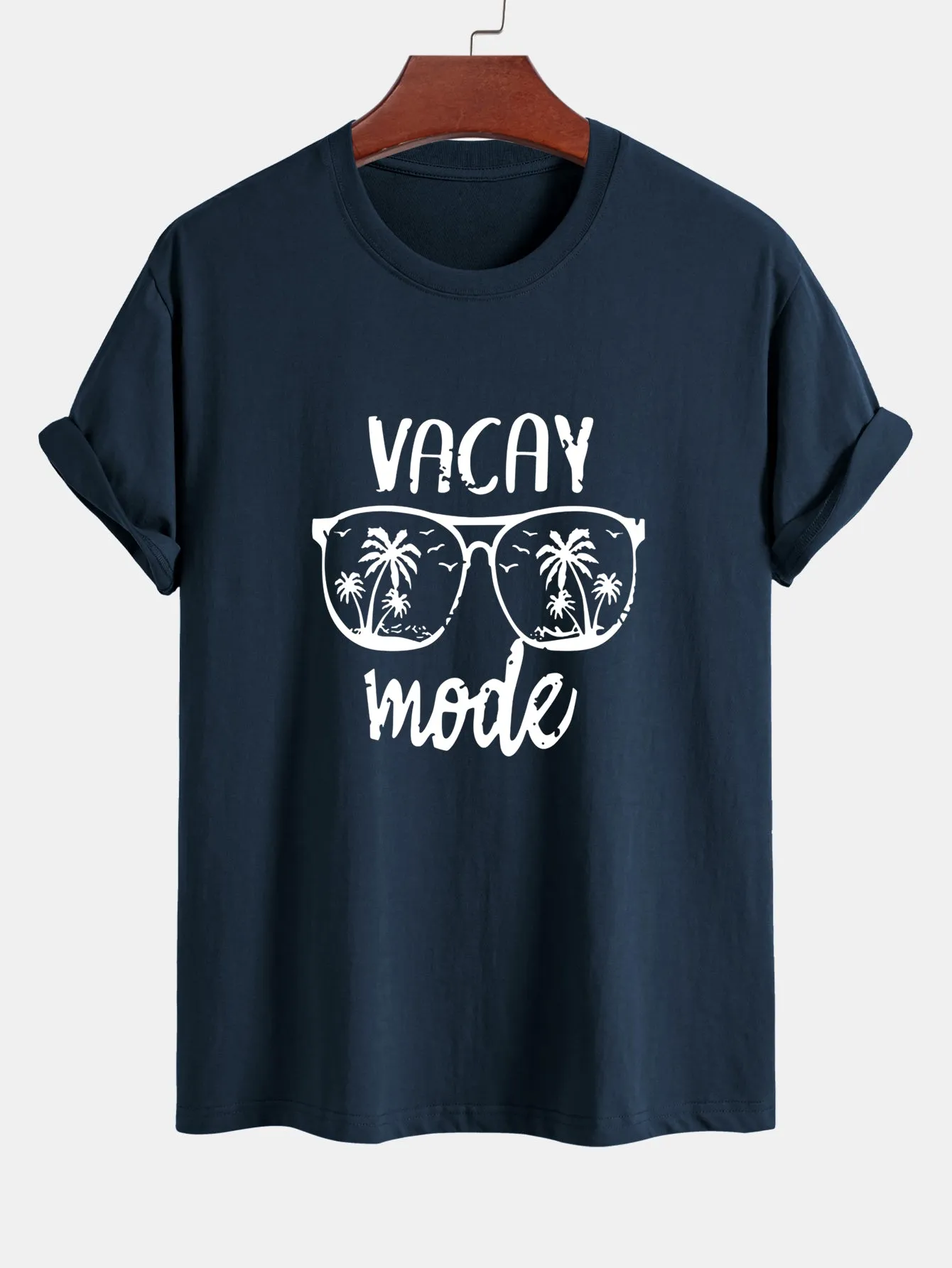 Regular Fit Vacay Mode Print Cotton T-Shirt sold by Hoooyi product image thumbnail 4