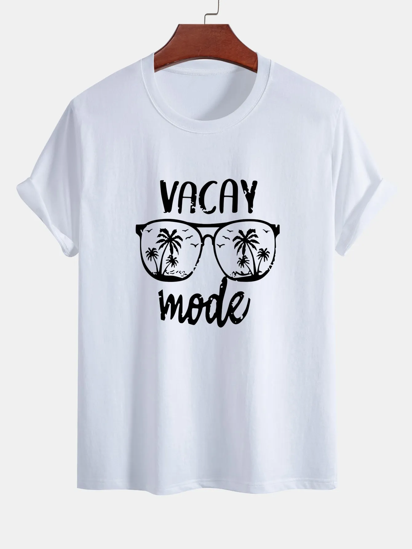 Regular Fit Vacay Mode Print Cotton T-Shirt sold by Hoooyi