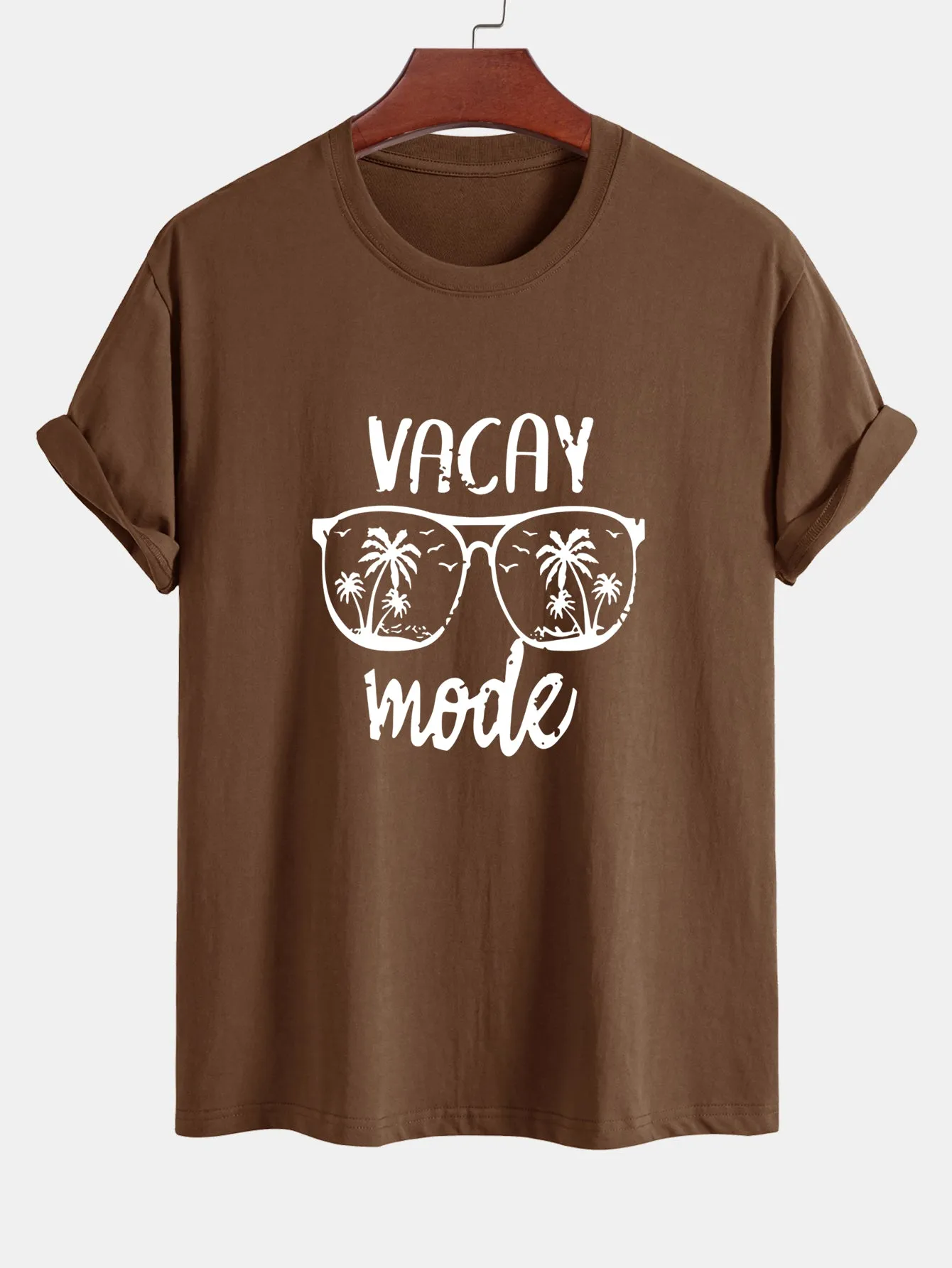 Regular Fit Vacay Mode Print Cotton T-Shirt sold by Hoooyi product image thumbnail 3