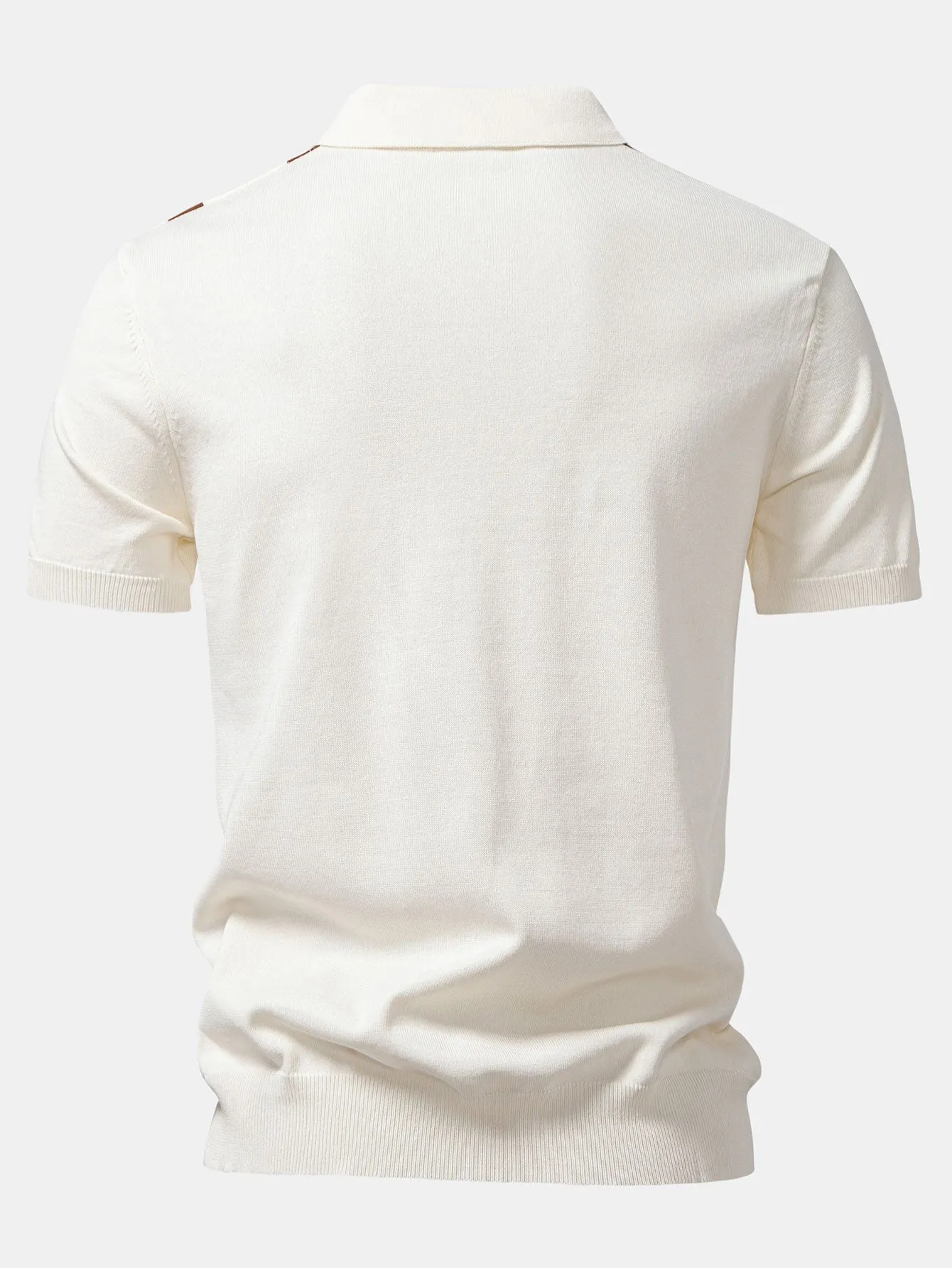 Stripe Geometric Jacquard Knitted Polo Shirt sold by Hoooyi product image thumbnail 2