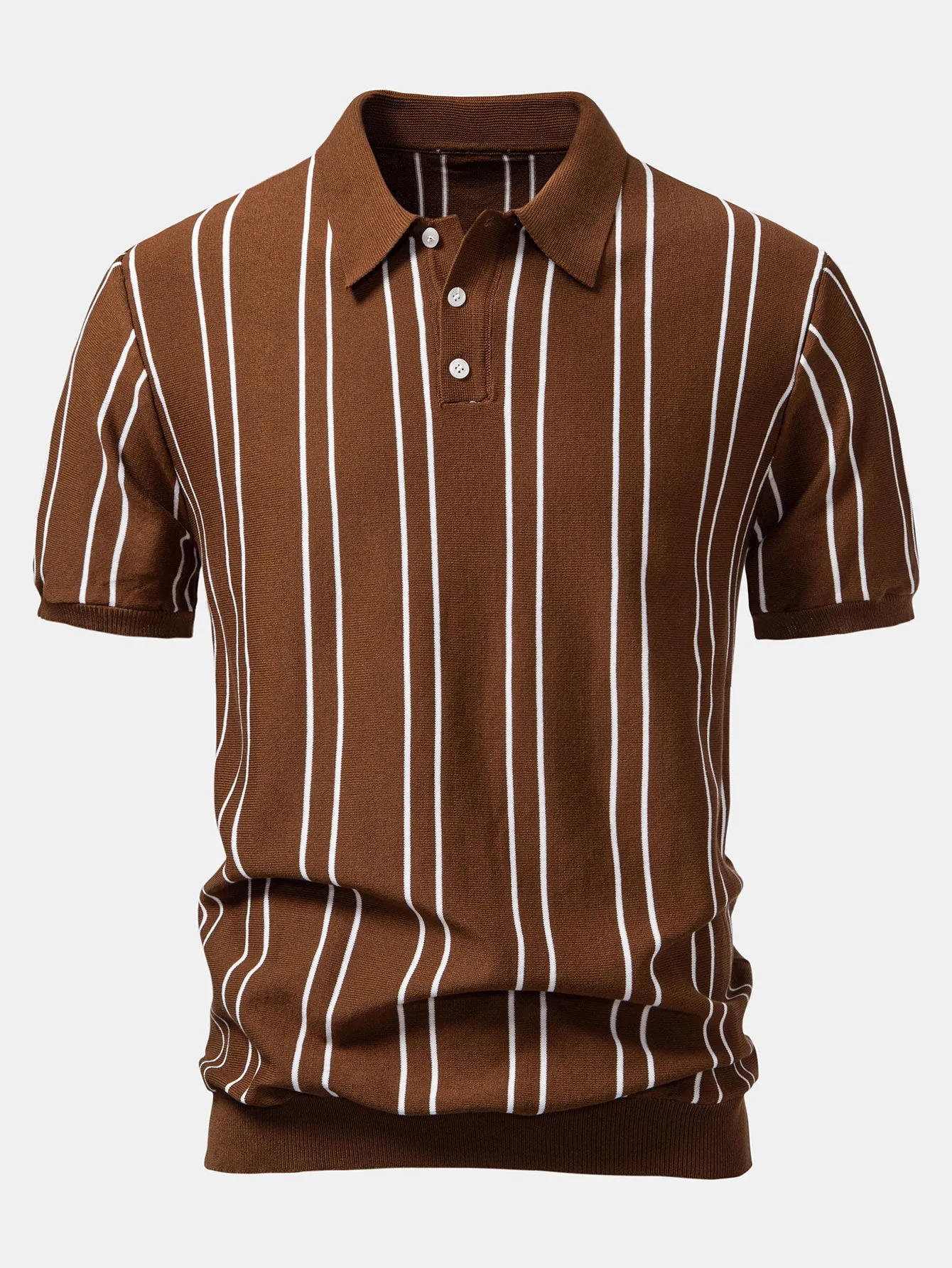 Striped Knitted Polo Shirt sold by Hoooyi product image thumbnail 3