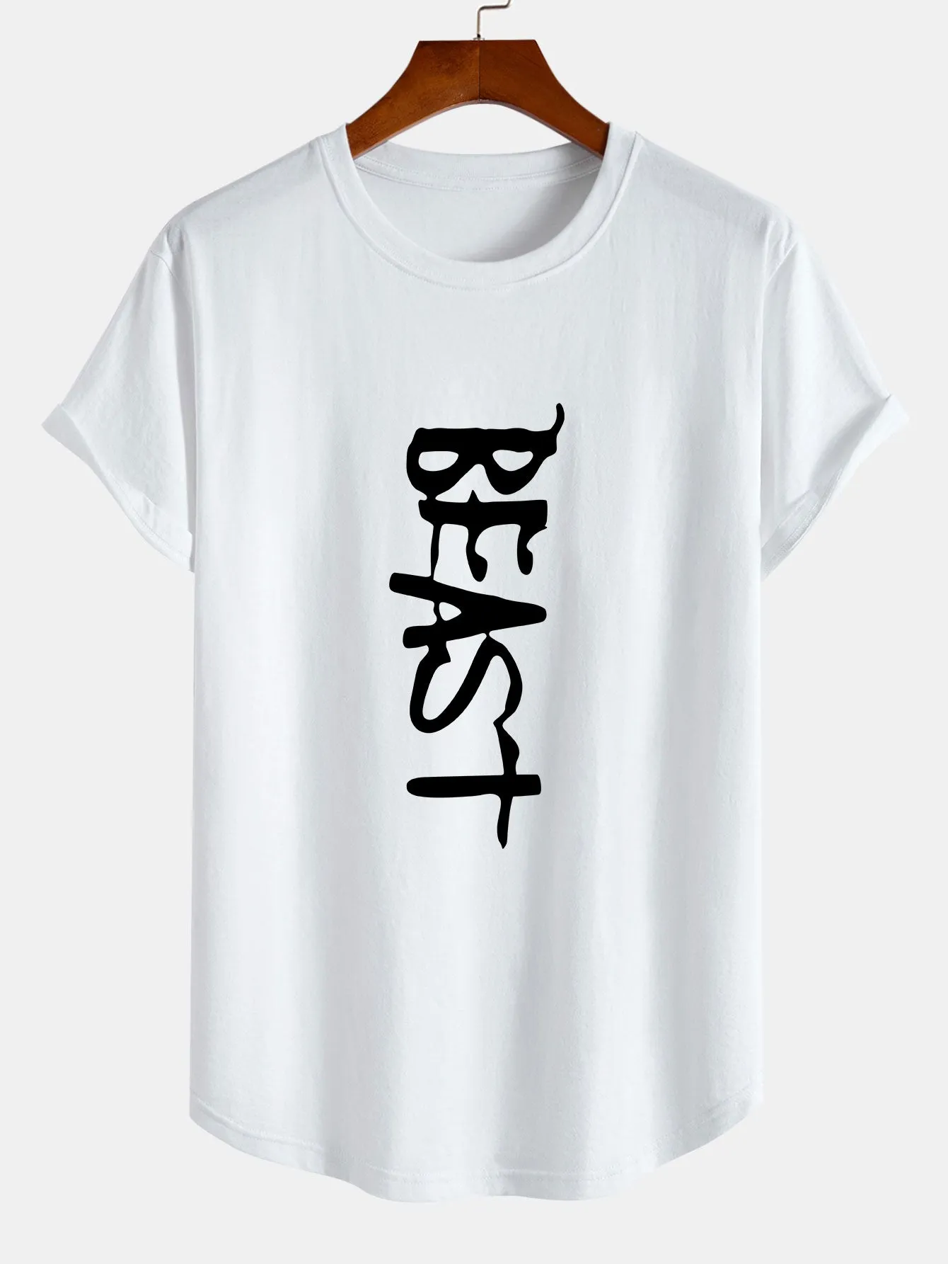 Beast Print Cotton Arc Hem T-Shirt sold by Hoooyi product image thumbnail 2