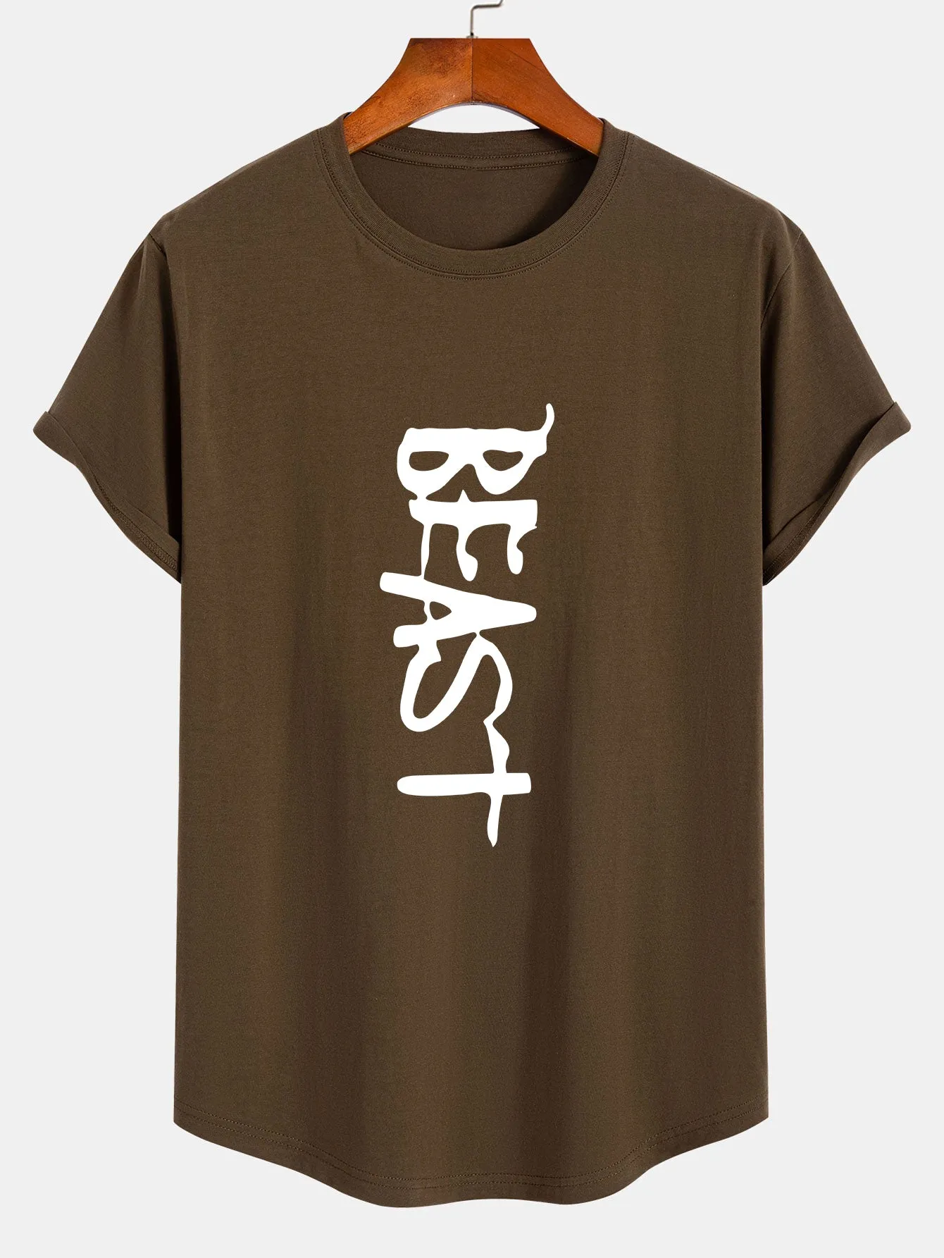 Beast Print Cotton Arc Hem T-Shirt sold by Hoooyi product image thumbnail 4
