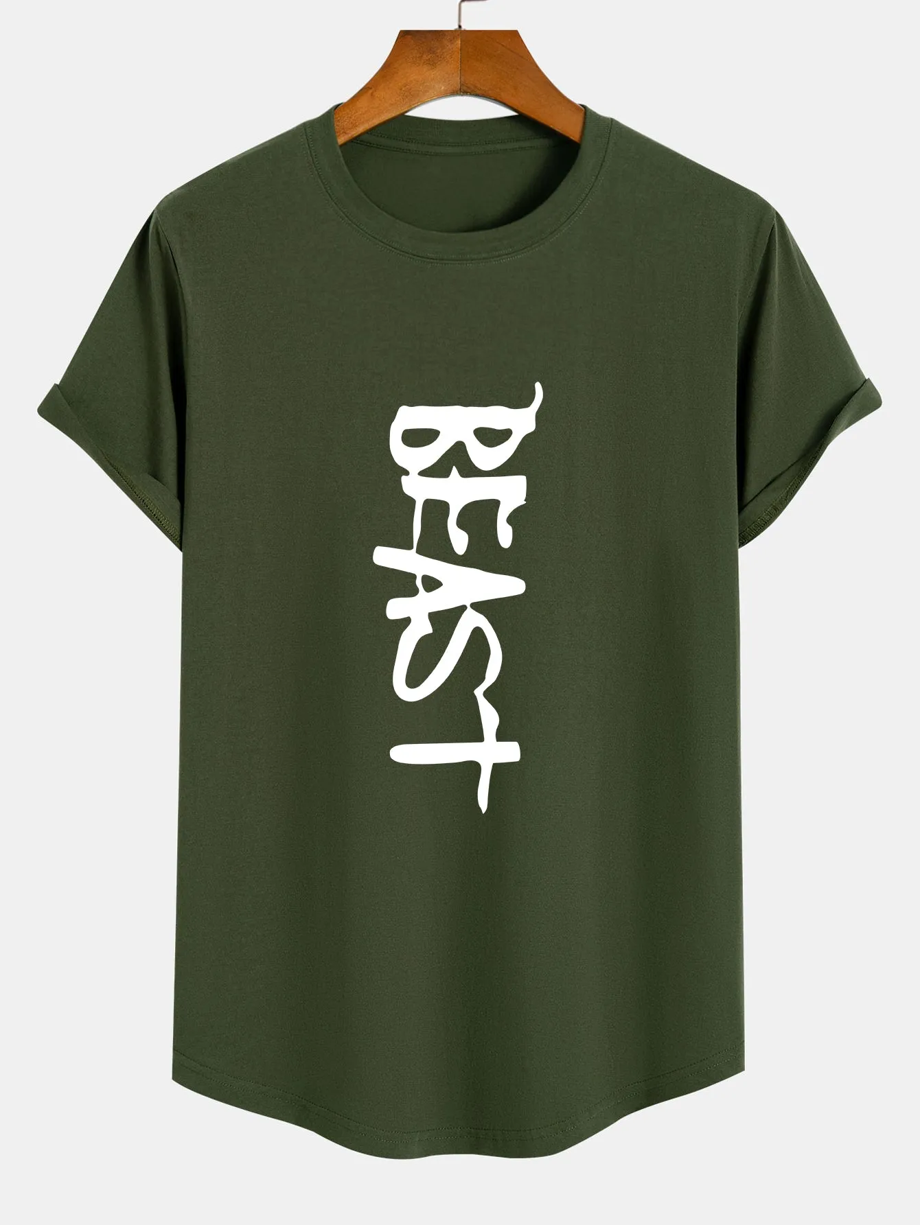 Beast Print Cotton Arc Hem T-Shirt sold by Hoooyi product image thumbnail 5