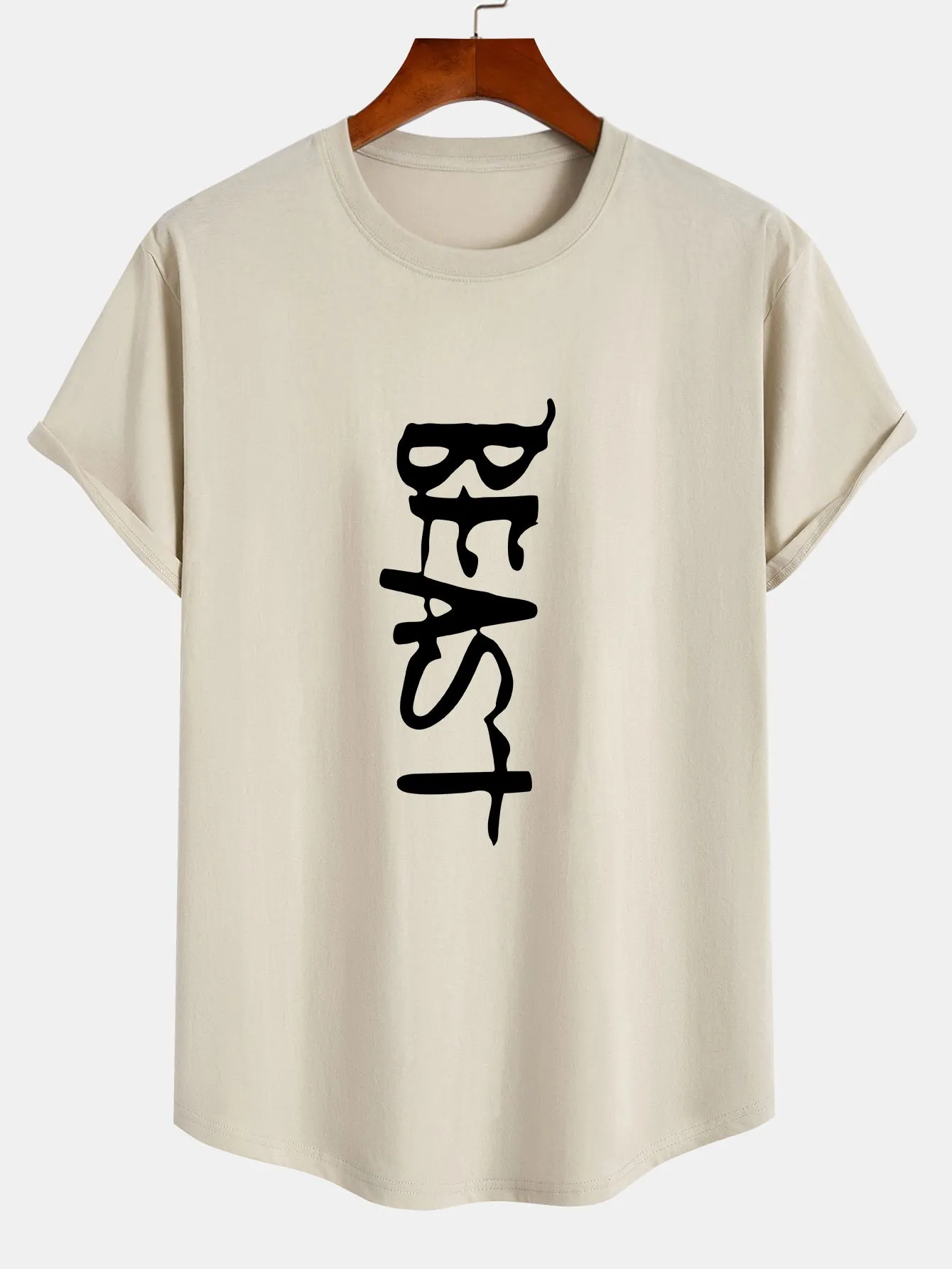 Beast Print Cotton Arc Hem T-Shirt sold by Hoooyi product image thumbnail 3