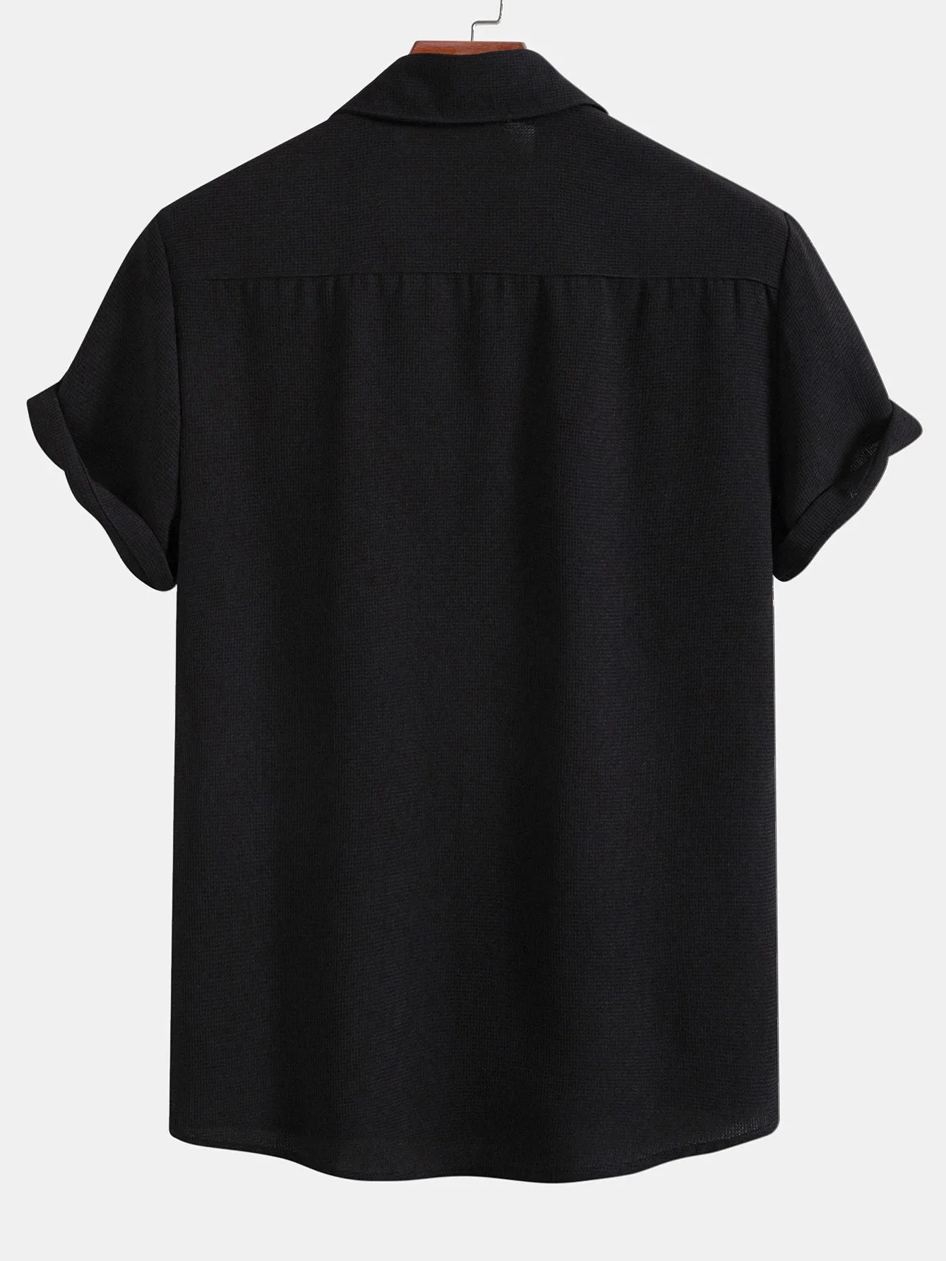 Waffle Textured Button Up Shirt With Pocket sold by Hoooyi product image thumbnail 4