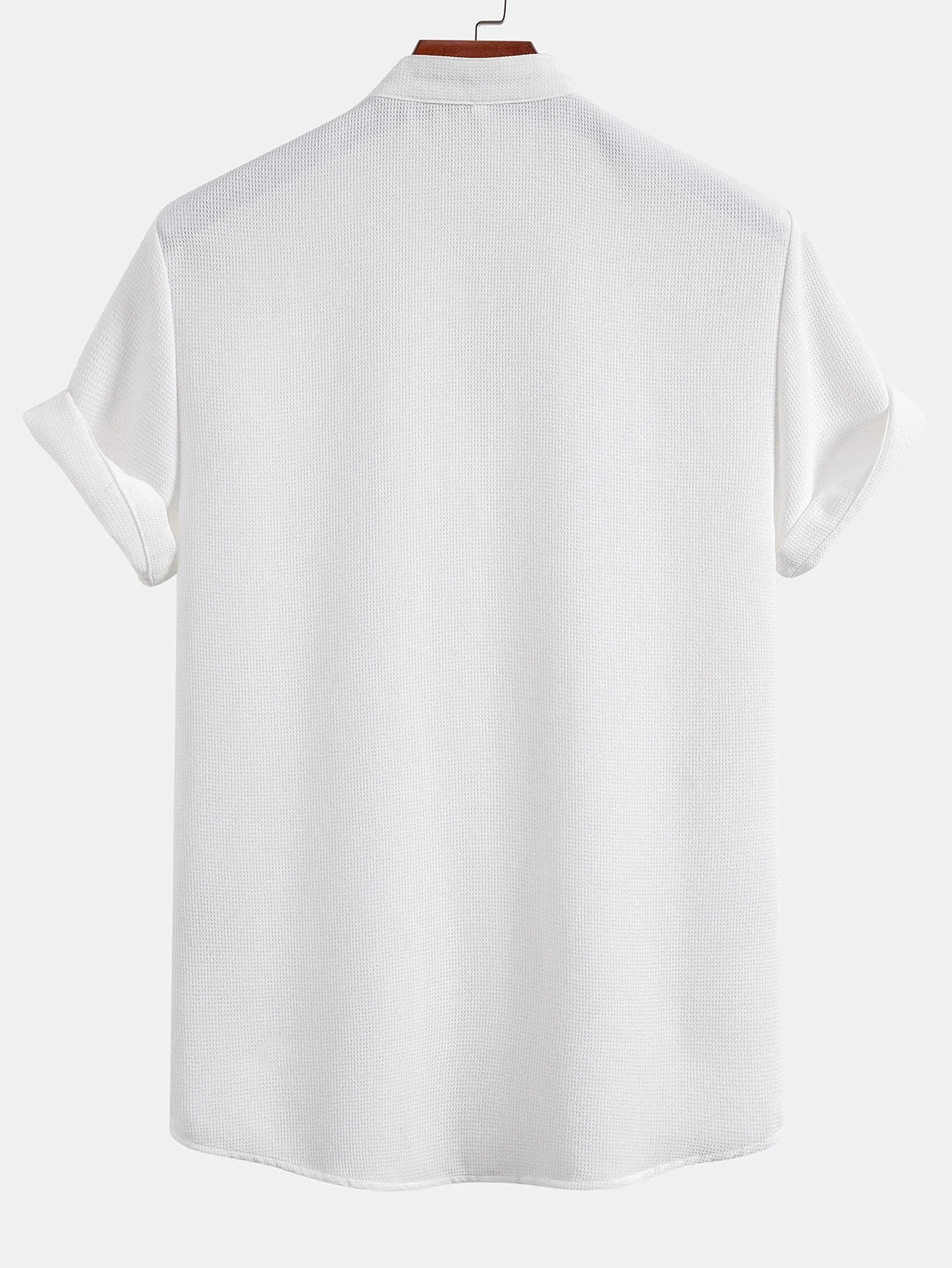Waffle Textured Stand Collar Shirt sold by Hoooyi product image thumbnail 2