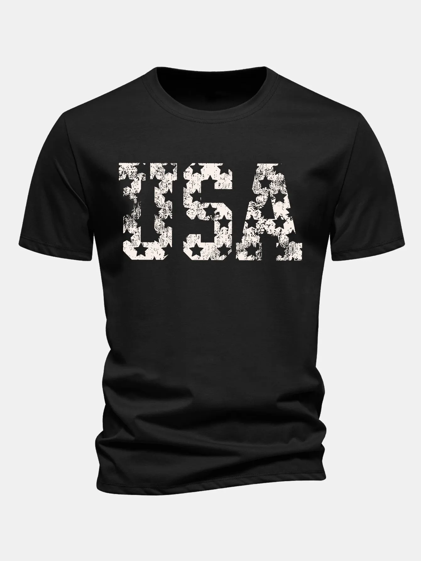 Regular Fit USA Print Cotton T-Shirt sold by Hoooyi product image thumbnail 2