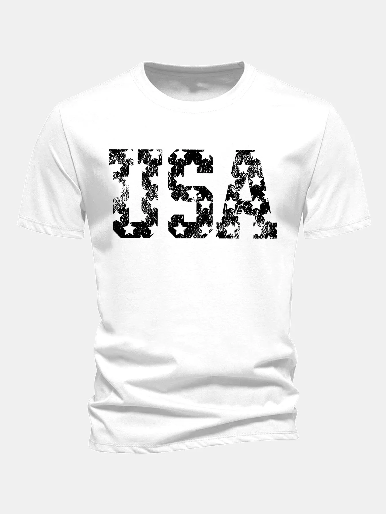 Regular Fit USA Print Cotton T-Shirt sold by Hoooyi product image thumbnail 3