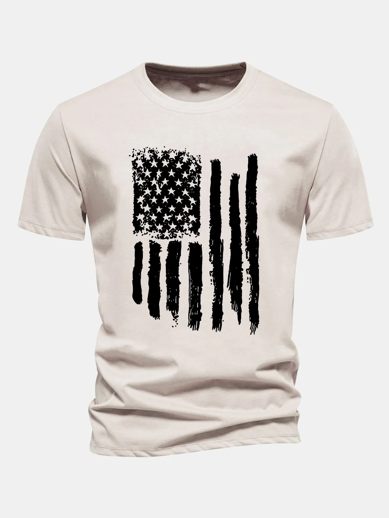 Regular Fit American Flag Print Cotton T-Shirt sold by Hoooyi product image thumbnail 3