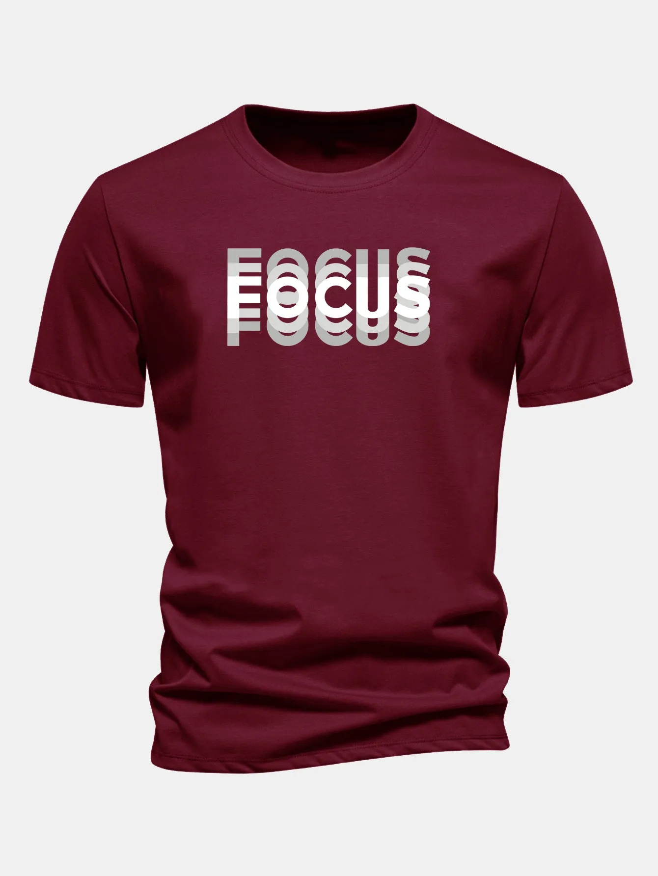 Regular Fit Focus Slogan Print Cotton T-Shirt sold by Hoooyi product image thumbnail 5