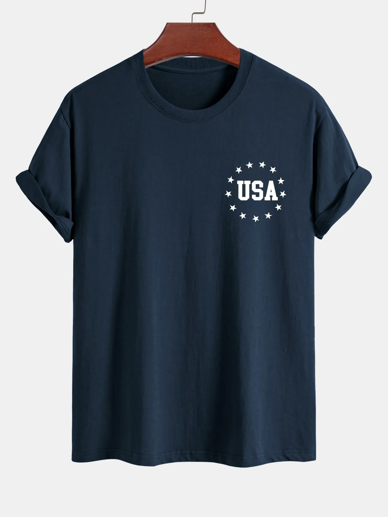 Regular Fit USA Flag Print Cotton T-Shirt sold by Hoooyi product image thumbnail 3