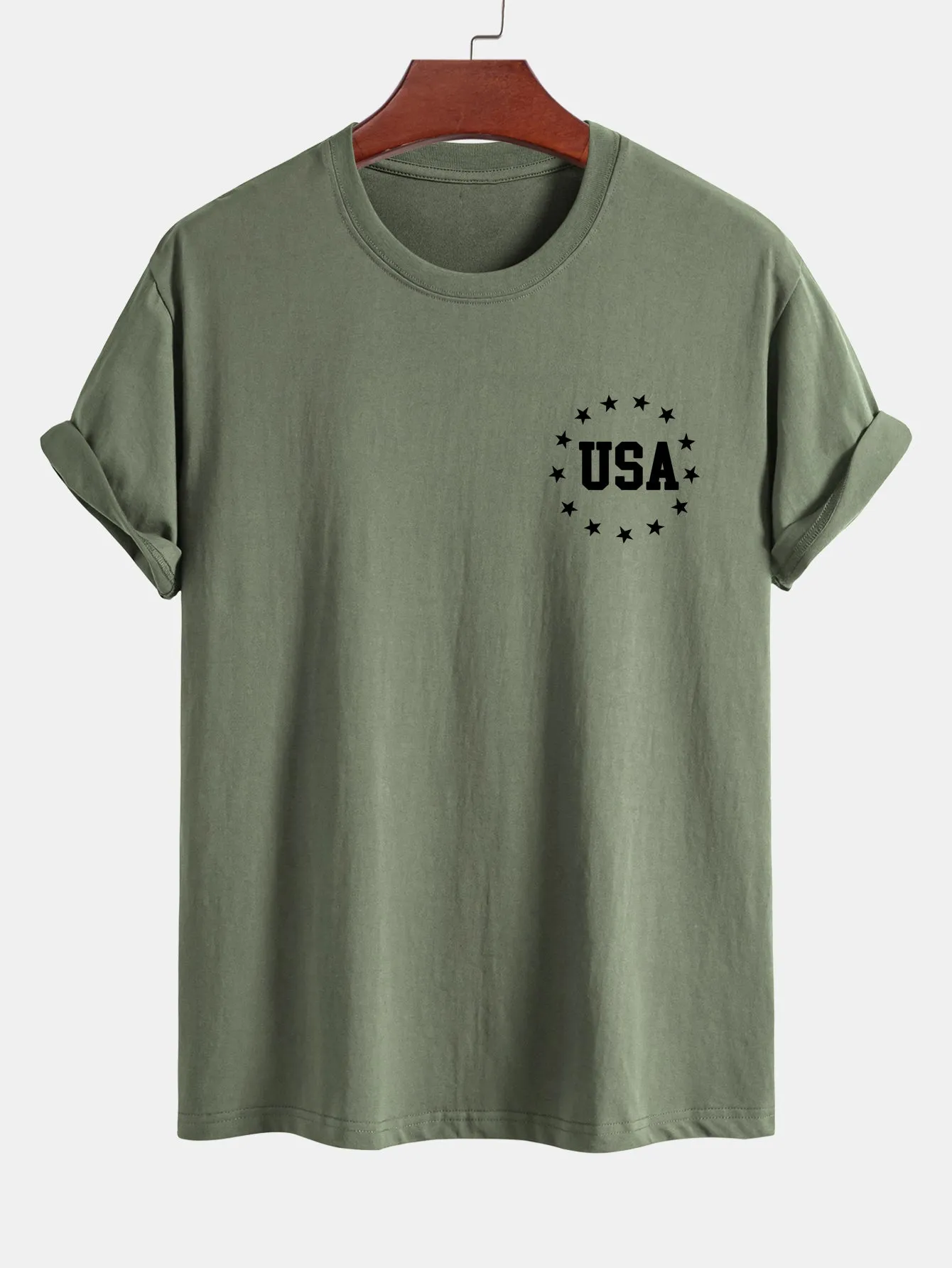 Regular Fit USA Flag Print Cotton T-Shirt sold by Hoooyi product image thumbnail 5