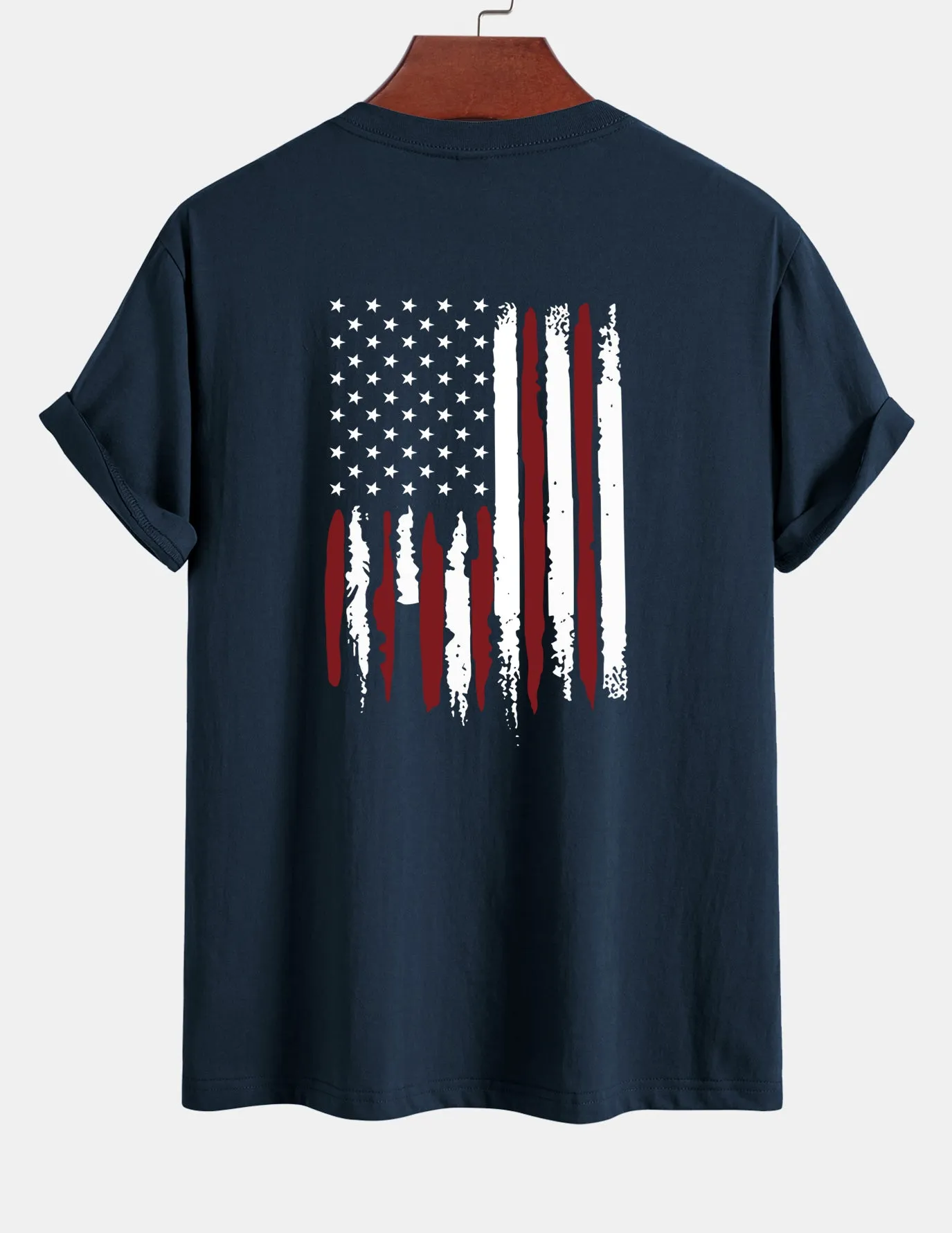 Regular Fit USA Flag Print Cotton T-Shirt sold by Hoooyi product image thumbnail 4