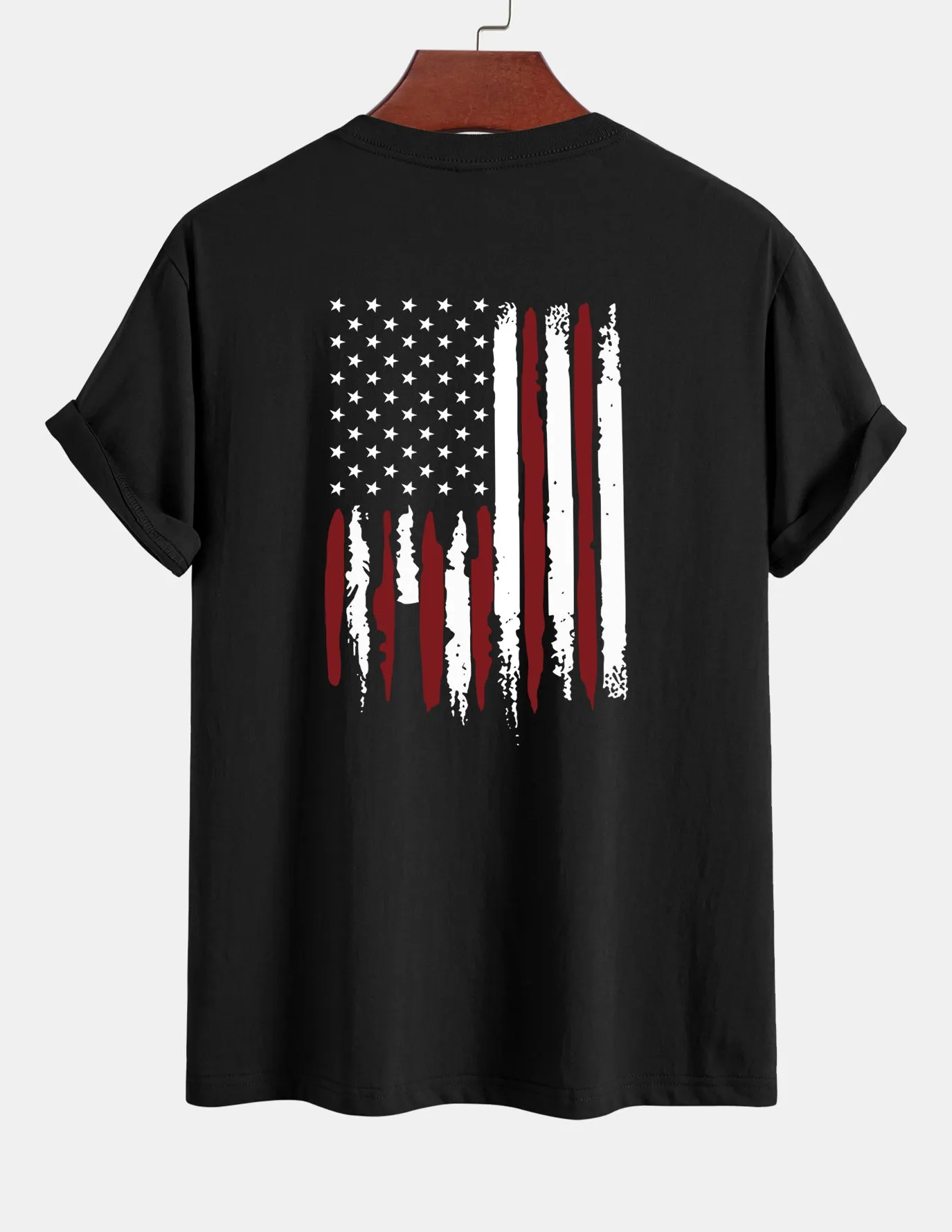 Regular Fit USA Flag Print Cotton T-Shirt sold by Hoooyi product image thumbnail 2