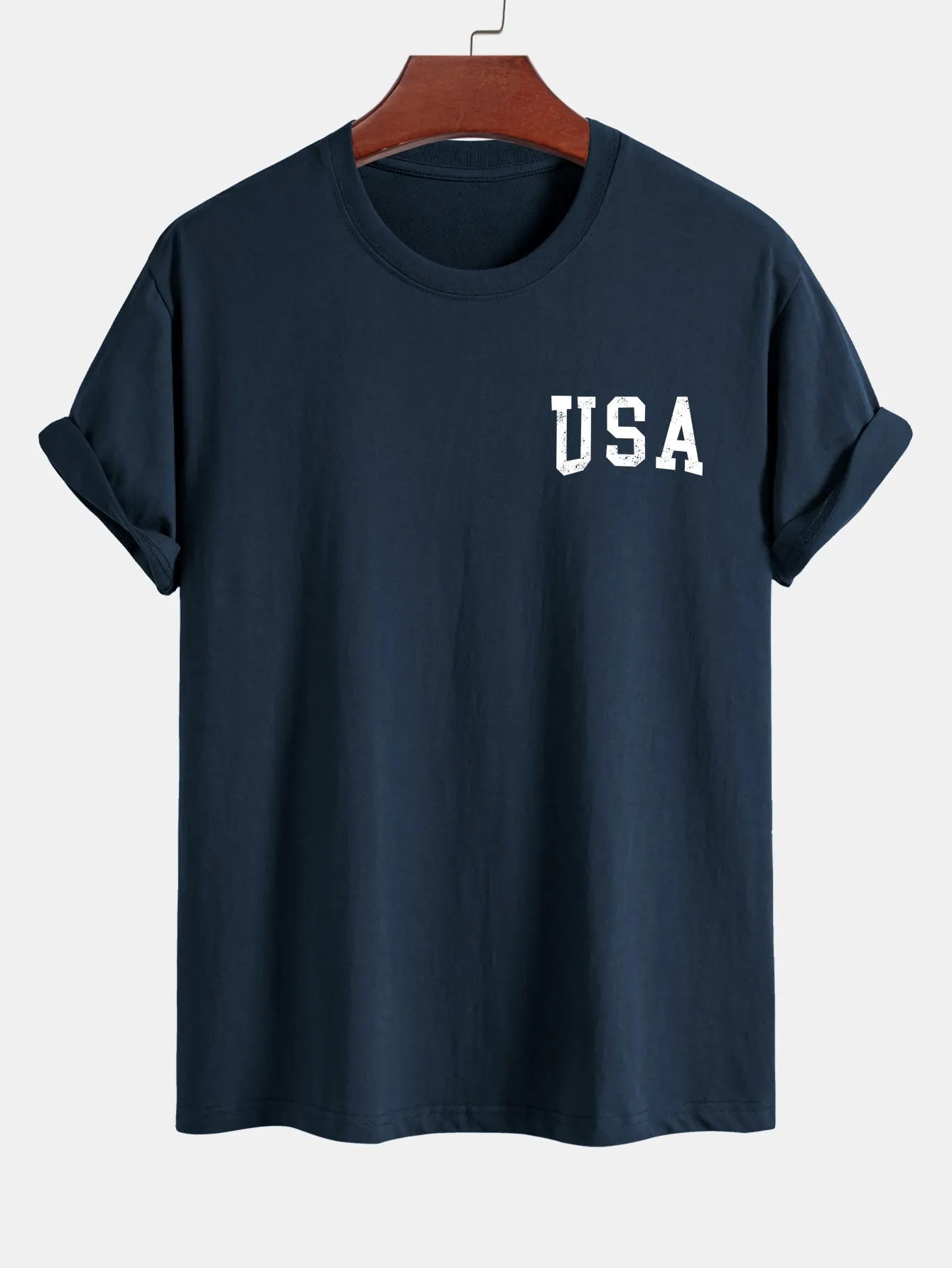 Regular Fit USA Flag Print Cotton T-Shirt sold by Hoooyi product image thumbnail 5