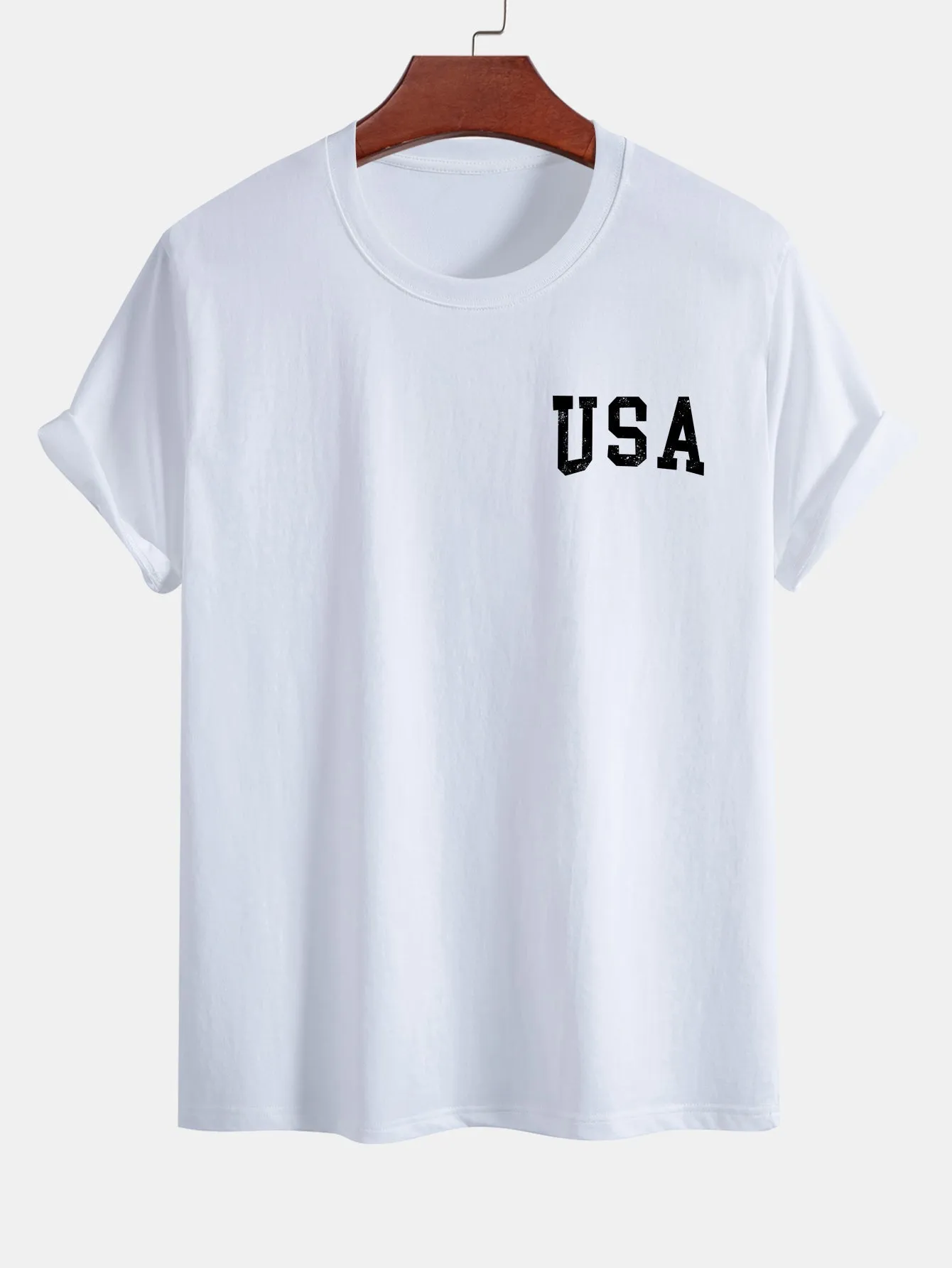 Regular Fit USA Flag Print Cotton T-Shirt sold by Hoooyi product image thumbnail 3