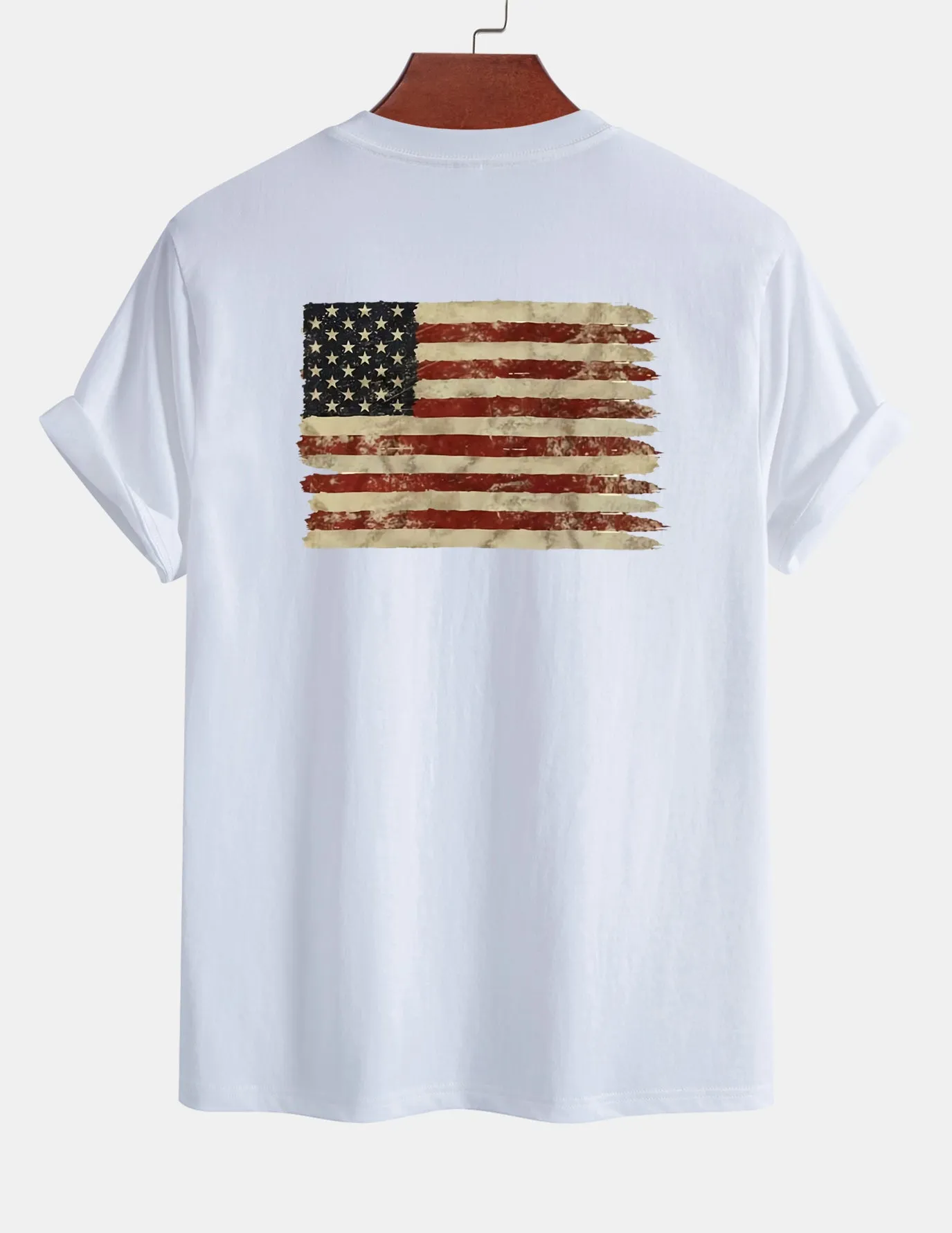 Regular Fit USA Flag Print Cotton T-Shirt sold by Hoooyi product image thumbnail 4