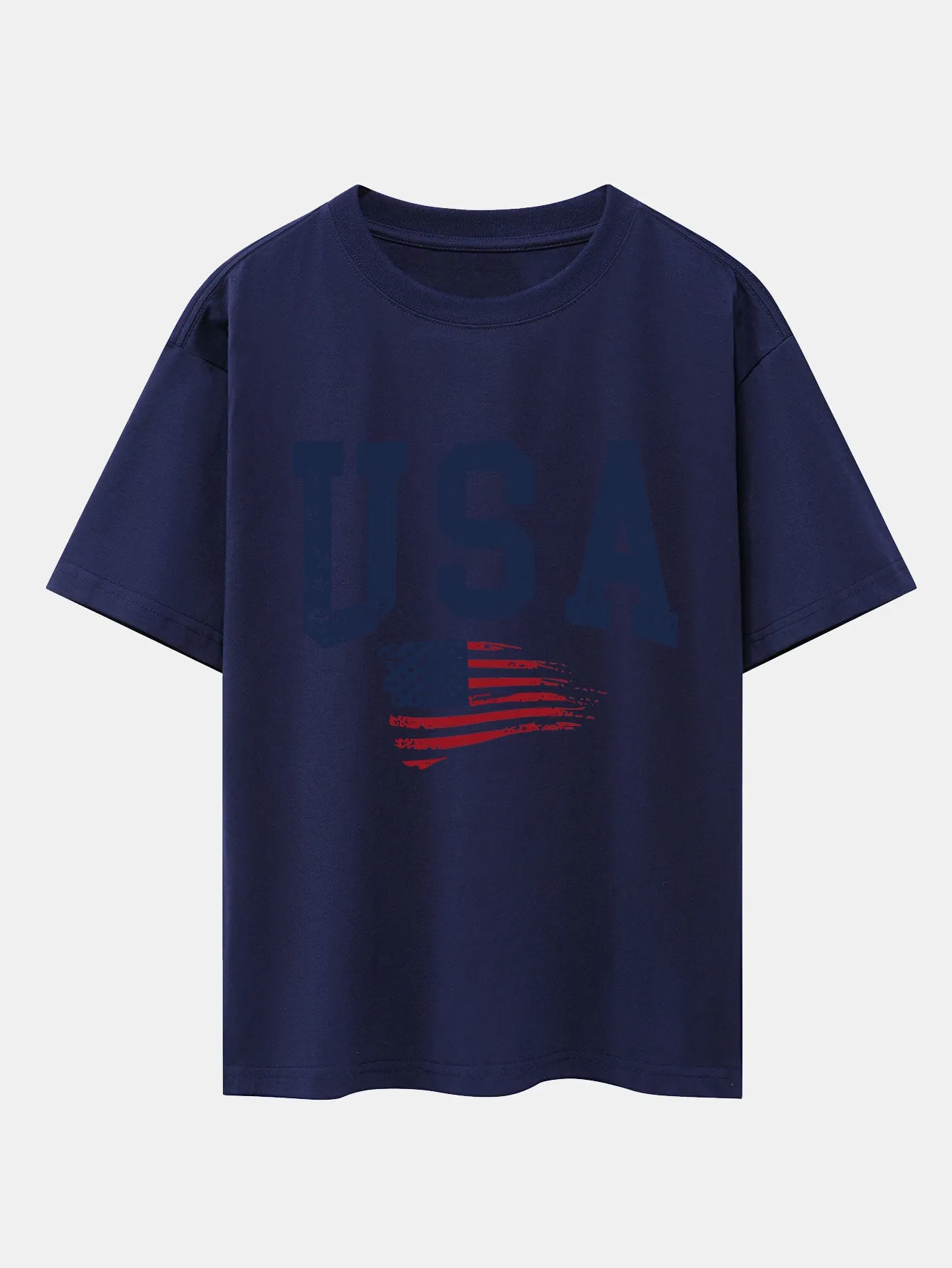 USA Flag Print Drop Shoulder Oversize T-Shirt sold by Hoooyi product image thumbnail 2