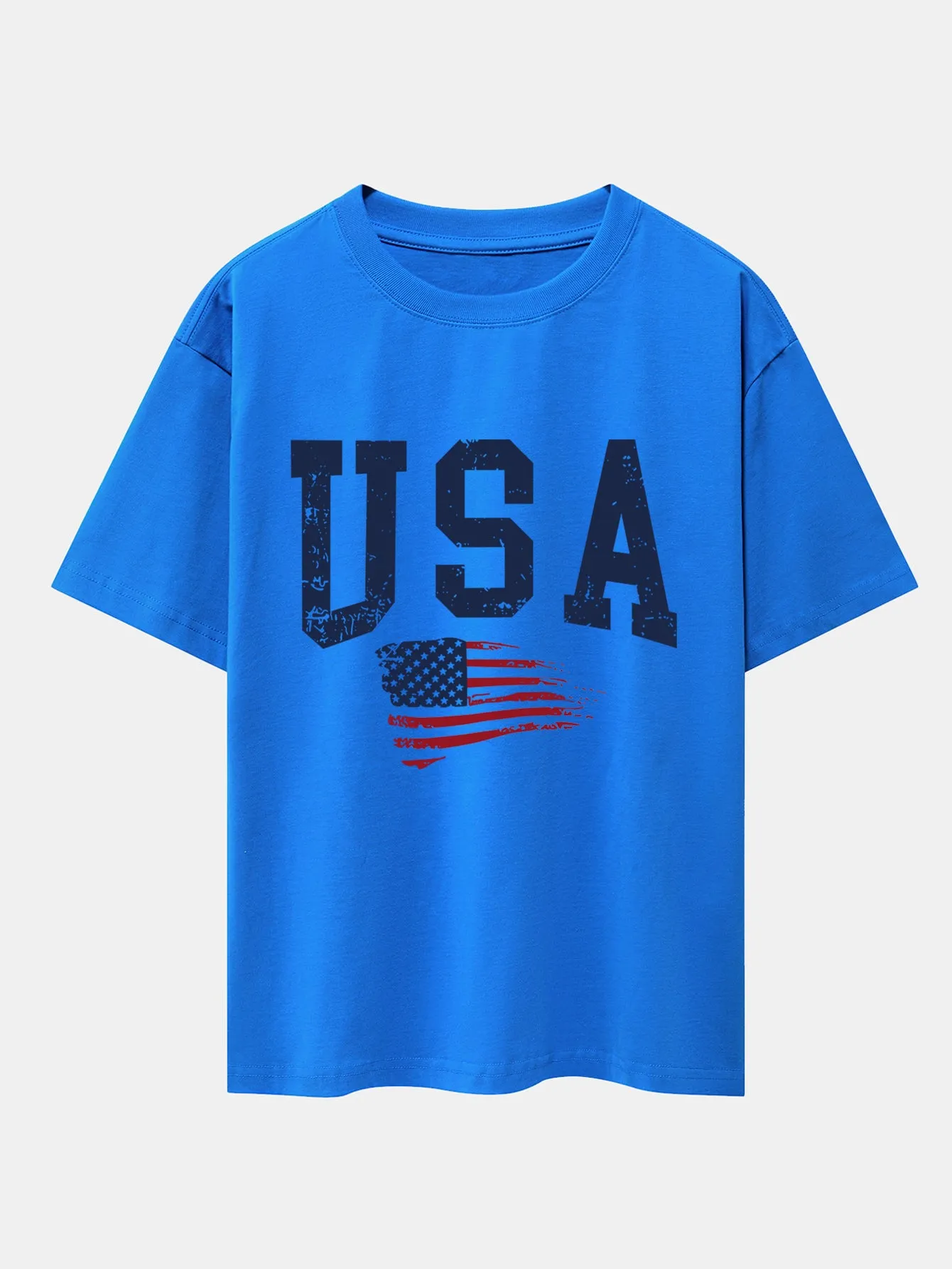 USA Flag Print Drop Shoulder Oversize T-Shirt sold by Hoooyi product image thumbnail 5