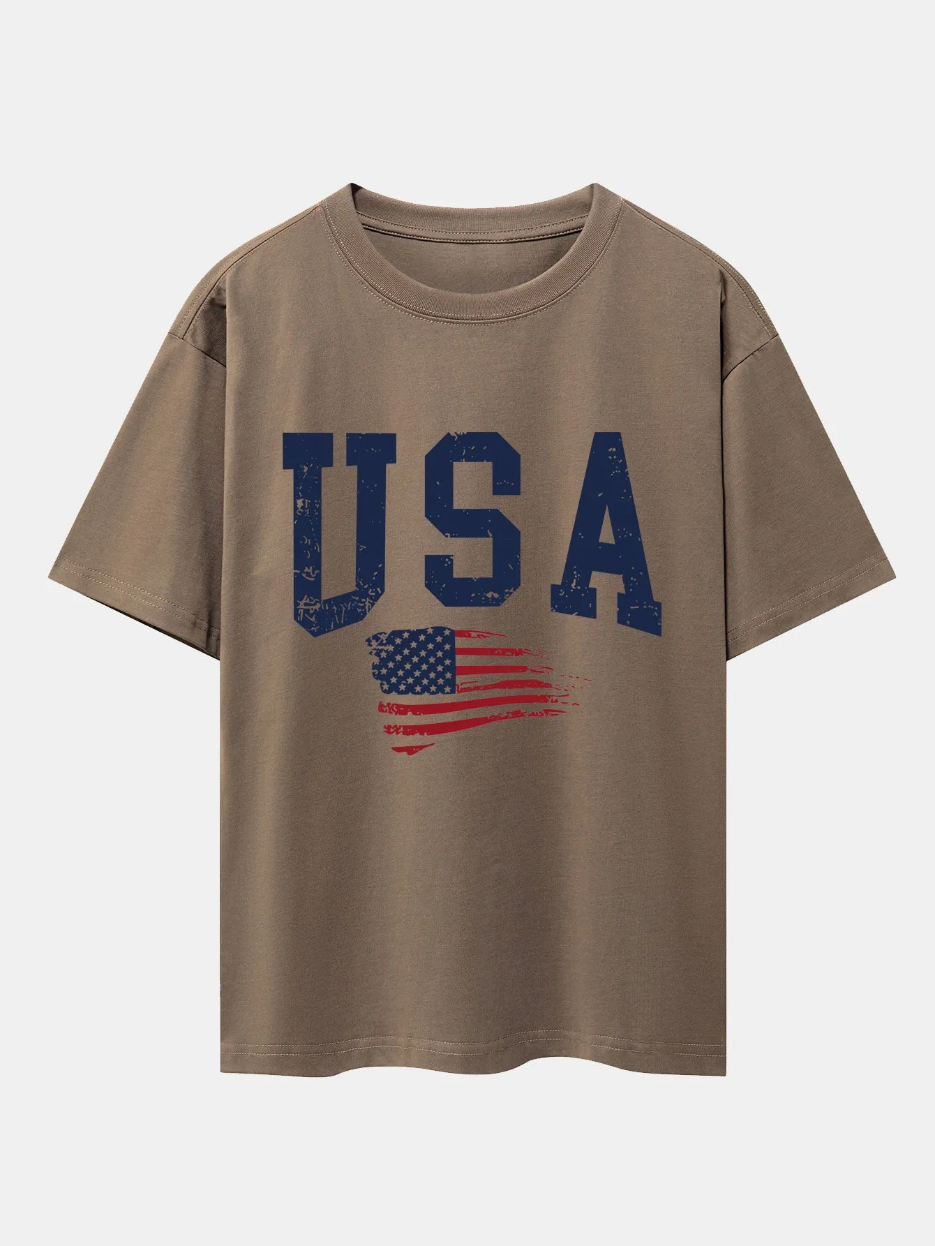 USA Flag Print Drop Shoulder Oversize T-Shirt sold by Hoooyi product image thumbnail 4