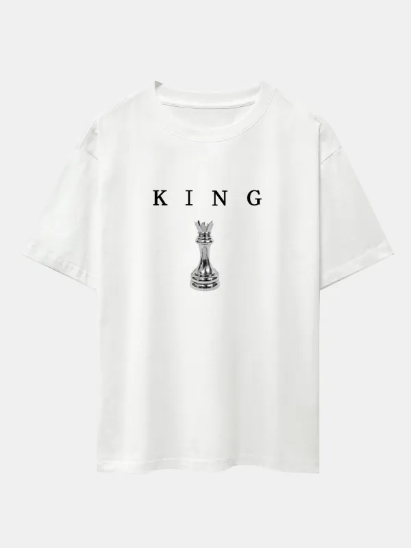 King Chess Print Drop Shoulder Oversize T-Shirt made by Hoooyi