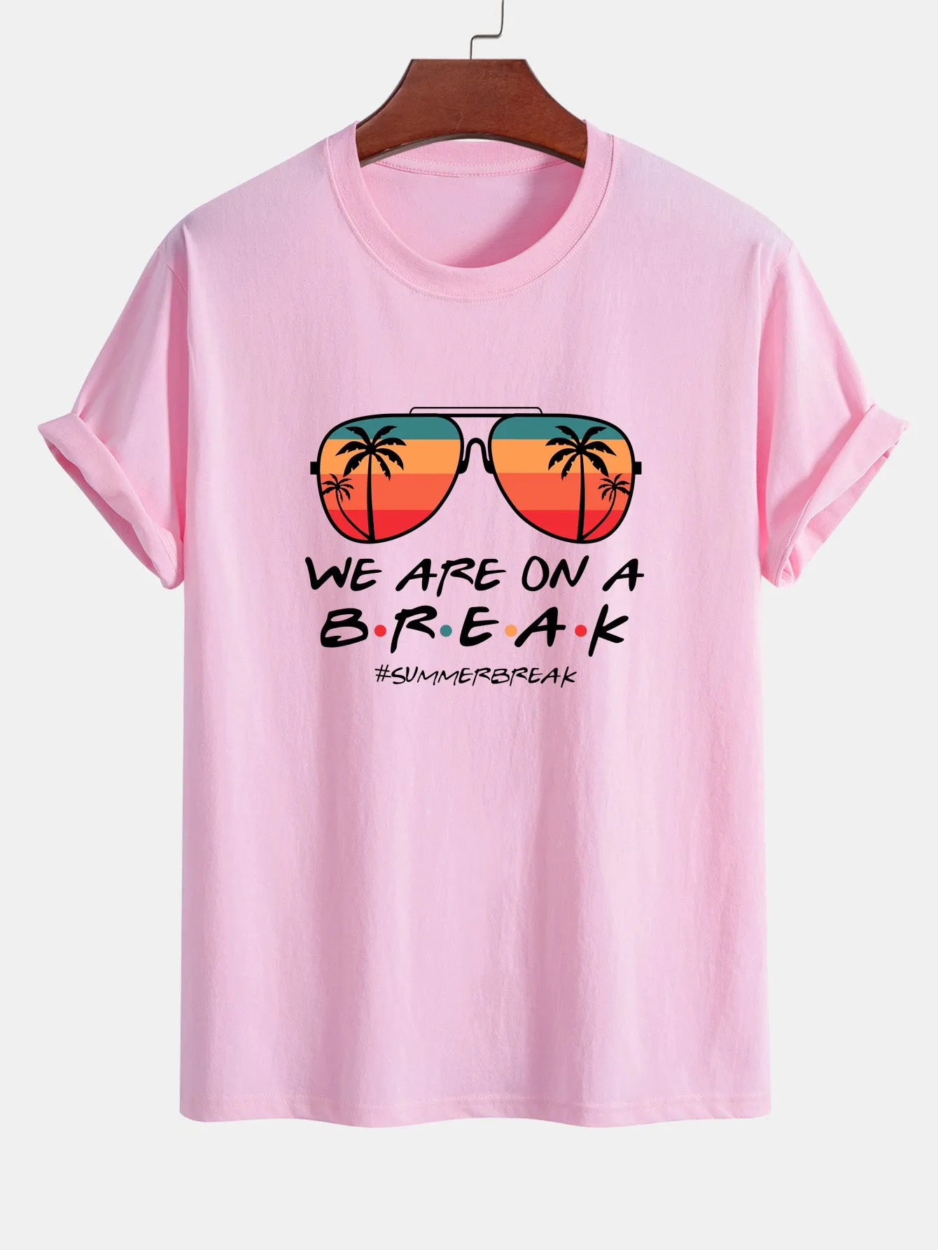 Regular Fit Sunglasses Palm Tree Print Cotton T-Shirt sold by Hoooyi product image thumbnail 5