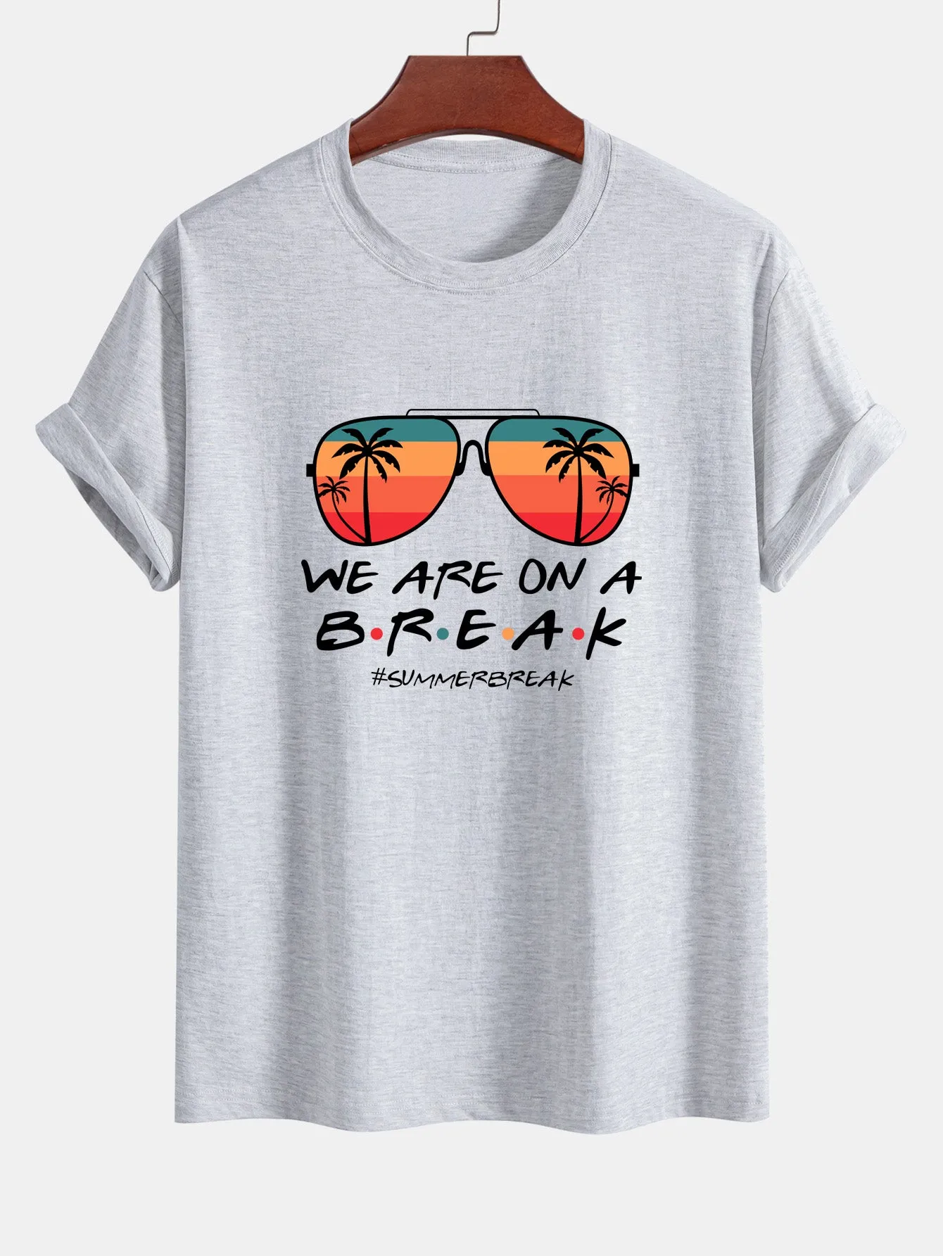 Regular Fit Sunglasses Palm Tree Print Cotton T-Shirt sold by Hoooyi product image thumbnail 4