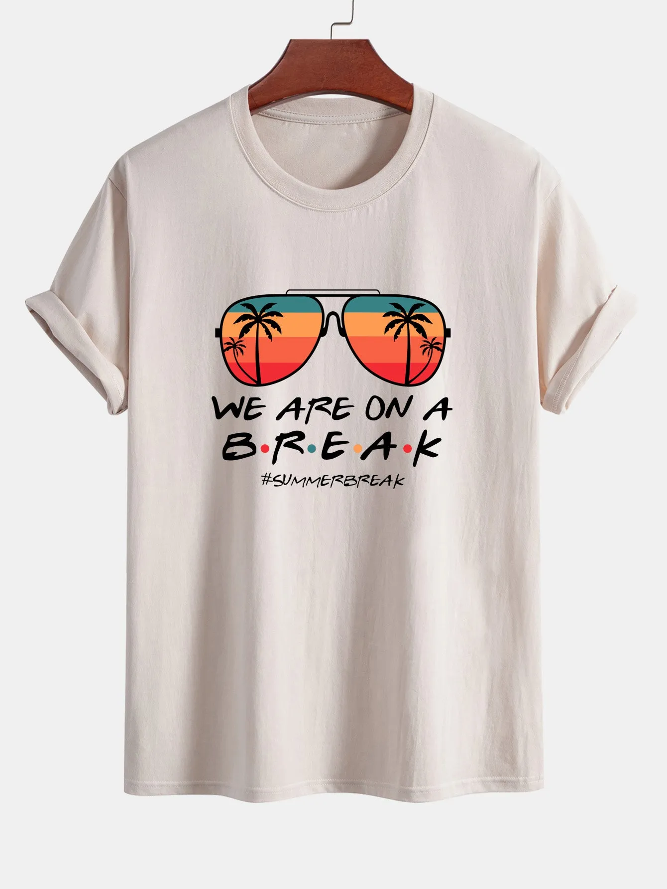 Regular Fit Sunglasses Palm Tree Print Cotton T-Shirt sold by Hoooyi product image thumbnail 2