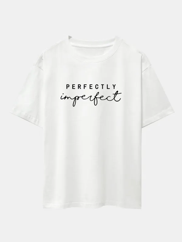 Perfectly Imperfect Print Drop Shoulder Oversize T-Shirt sold by Hoooyi