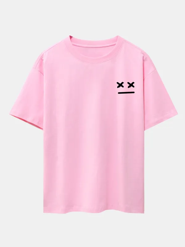 Facial Expression Print Drop Shoulder Oversize T-Shirt sold by Hoooyi