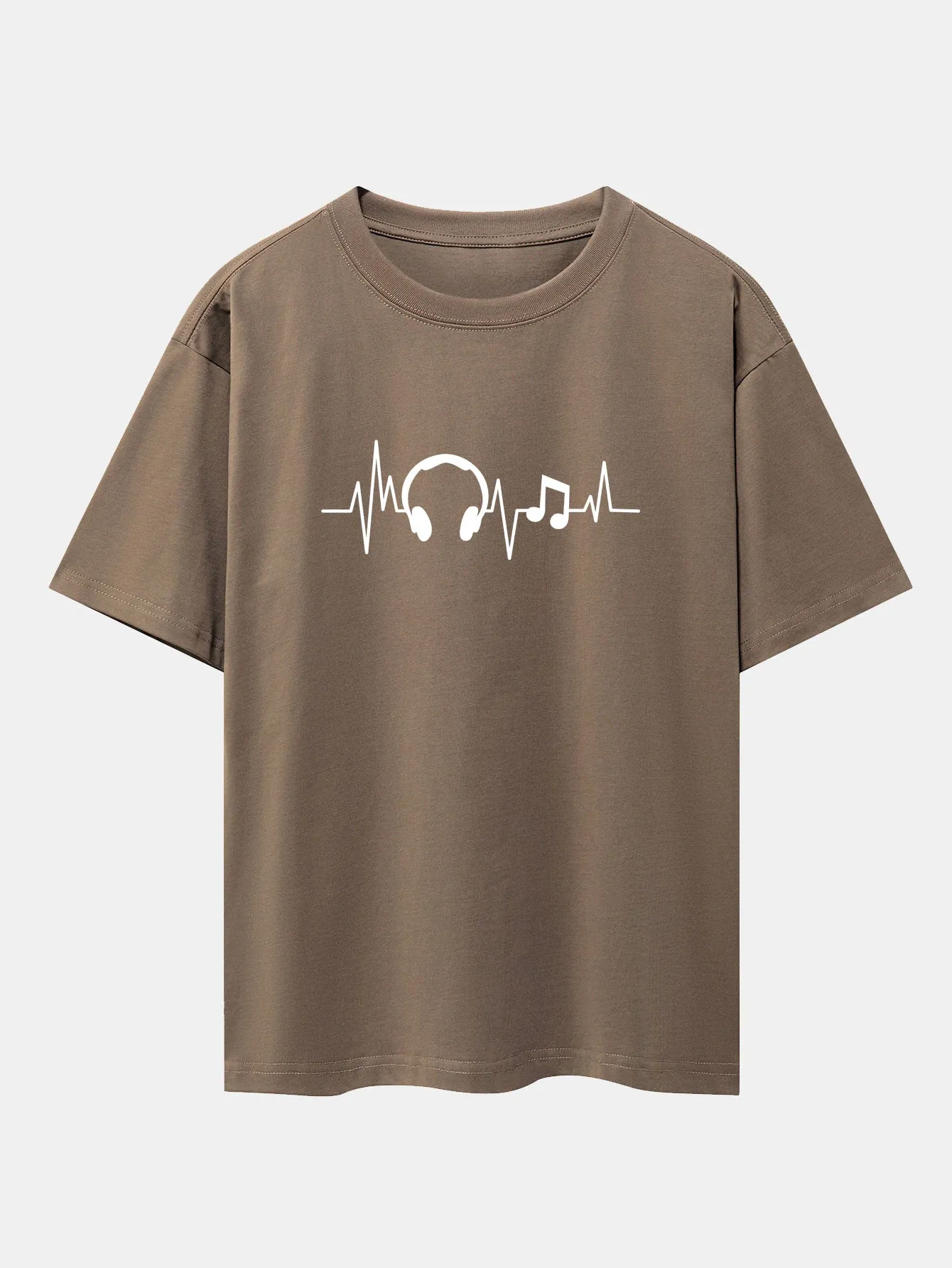 Heartbeat Music Print Drop Shoulder Oversize T-Shirt sold by Hoooyi product image thumbnail 3
