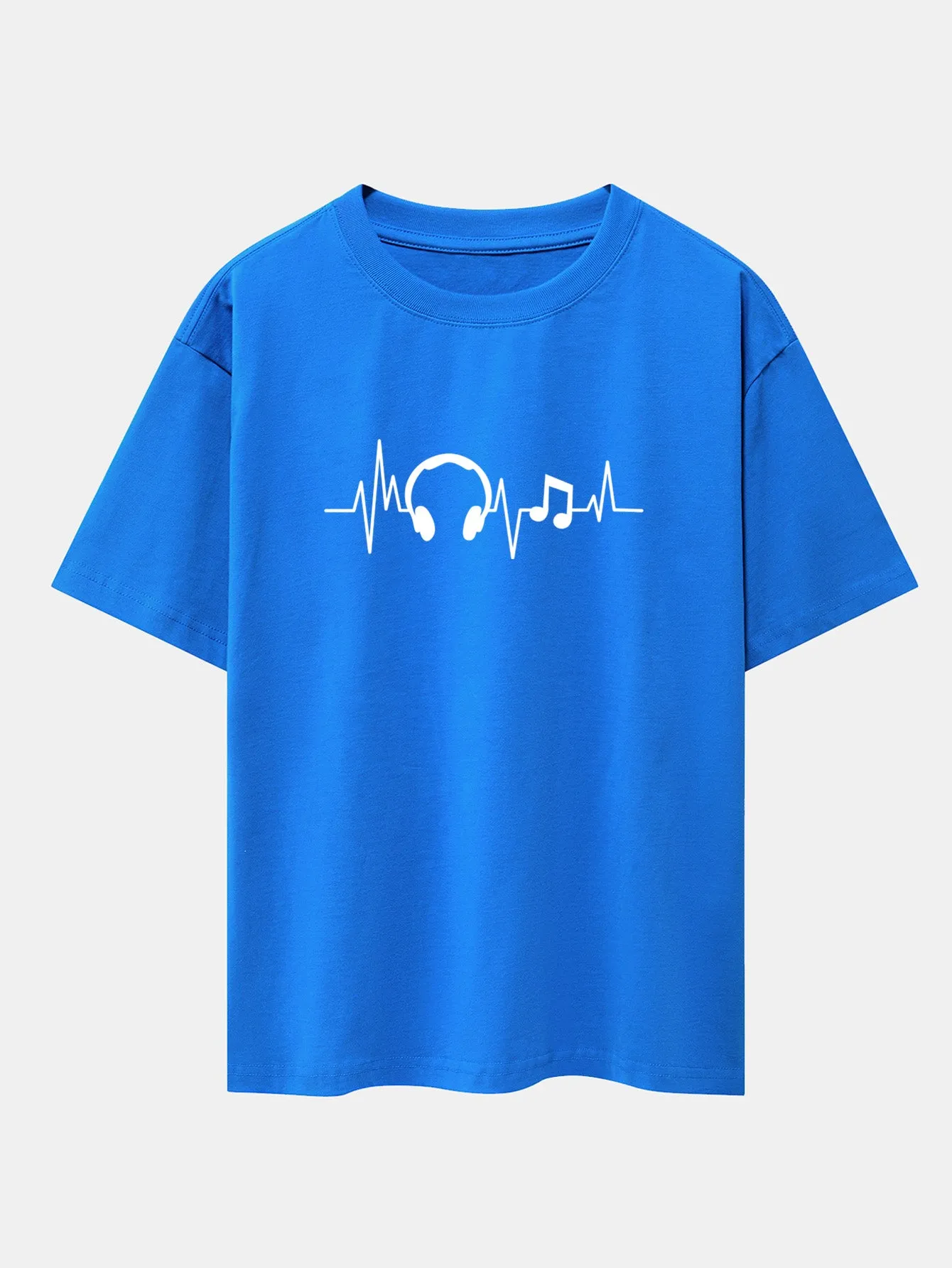 Heartbeat Music Print Drop Shoulder Oversize T-Shirt sold by Hoooyi product image thumbnail 5