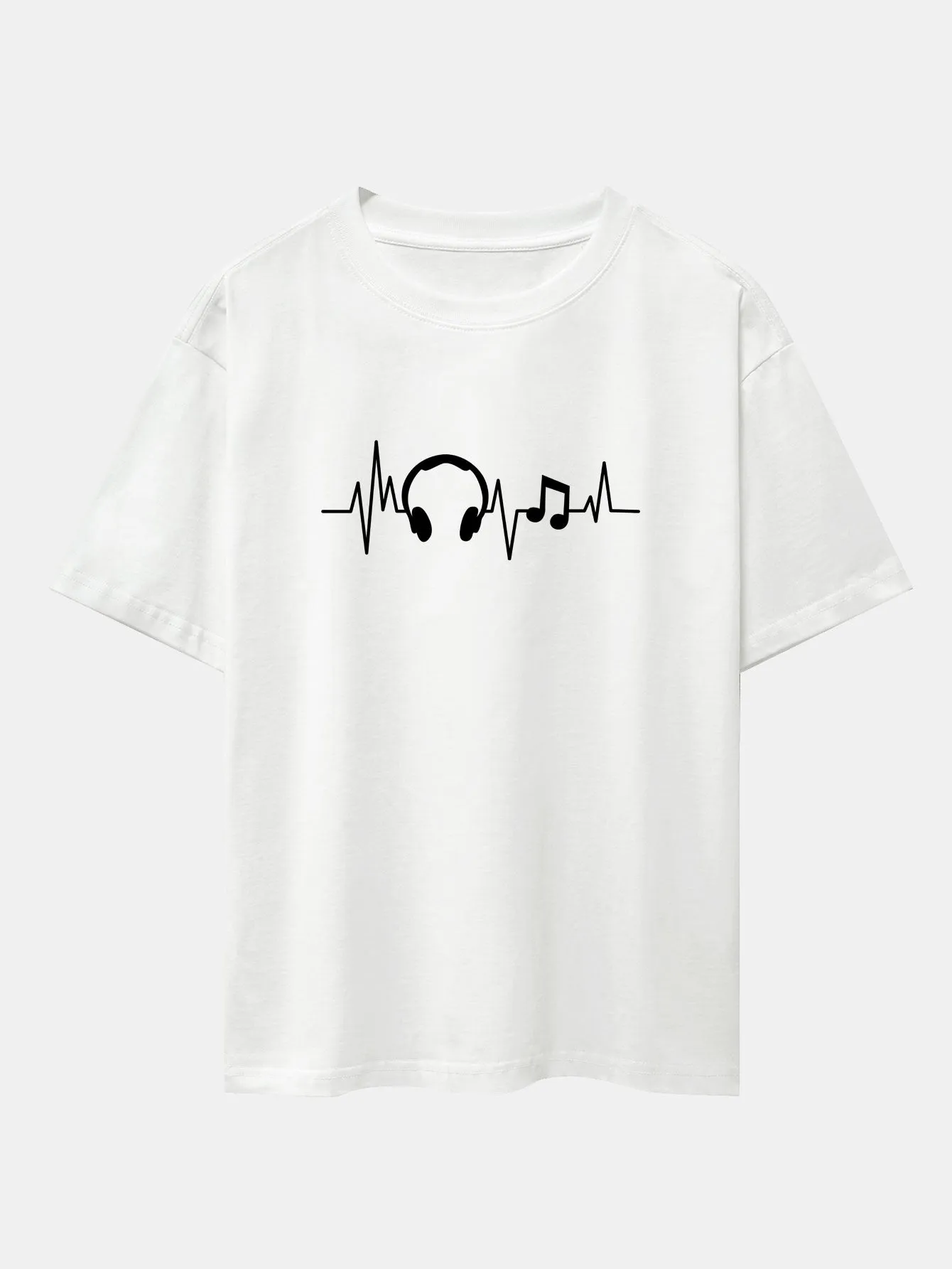 Heartbeat Music Print Drop Shoulder Oversize T-Shirt sold by Hoooyi product image thumbnail 2