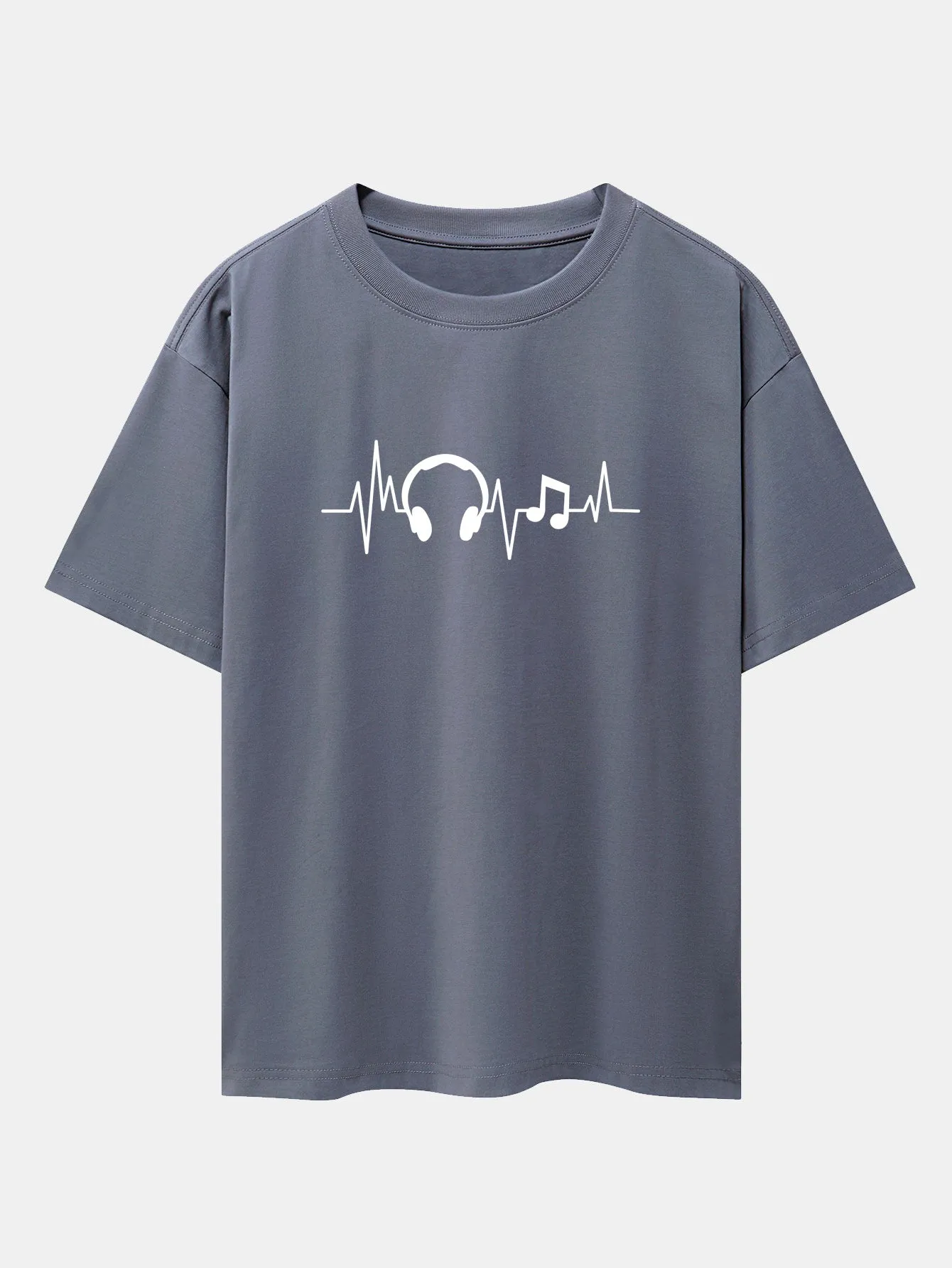 Heartbeat Music Print Drop Shoulder Oversize T-Shirt sold by Hoooyi product image thumbnail 4