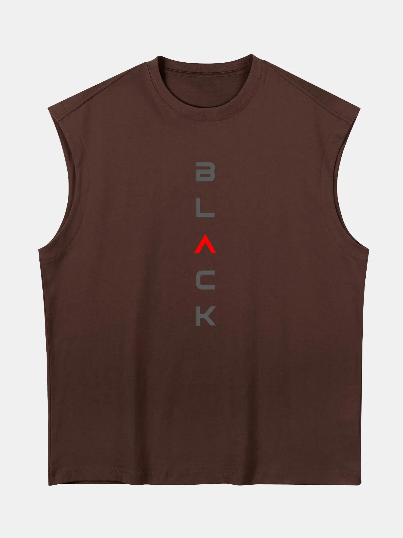 Relax Fit Black Print Cotton Drop Shoulder Sleeveless T-Shirt sold by Hoooyi product image thumbnail 4