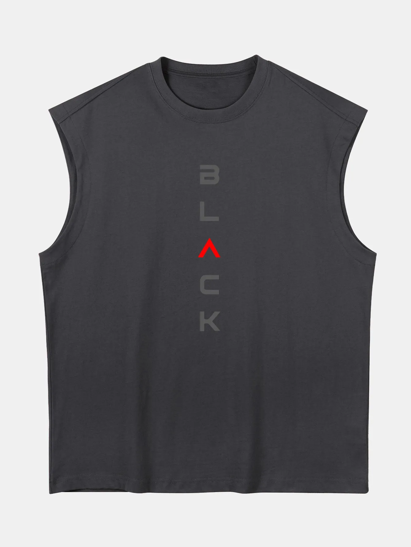 Relax Fit Black Print Cotton Drop Shoulder Sleeveless T-Shirt sold by Hoooyi product image thumbnail 5