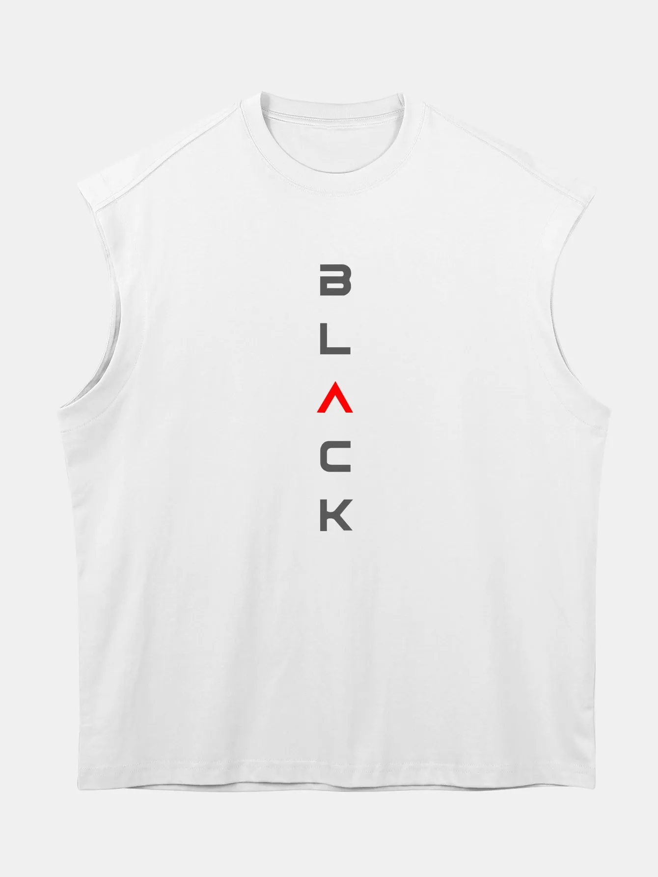 Relax Fit Black Print Cotton Drop Shoulder Sleeveless T-Shirt sold by Hoooyi product image thumbnail 2