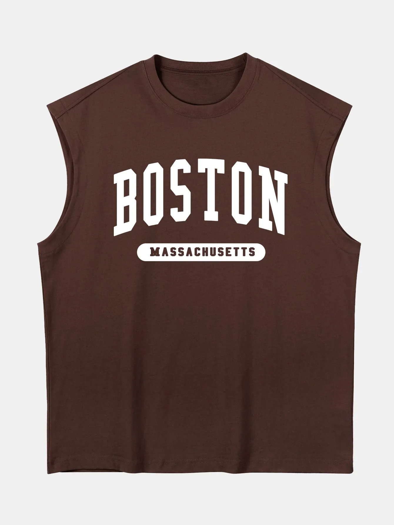 Relax Fit Boston Slogan Jacket Print Cotton Drop Shoulder Sleeveless T-Shirt sold by Hoooyi product image thumbnail 2