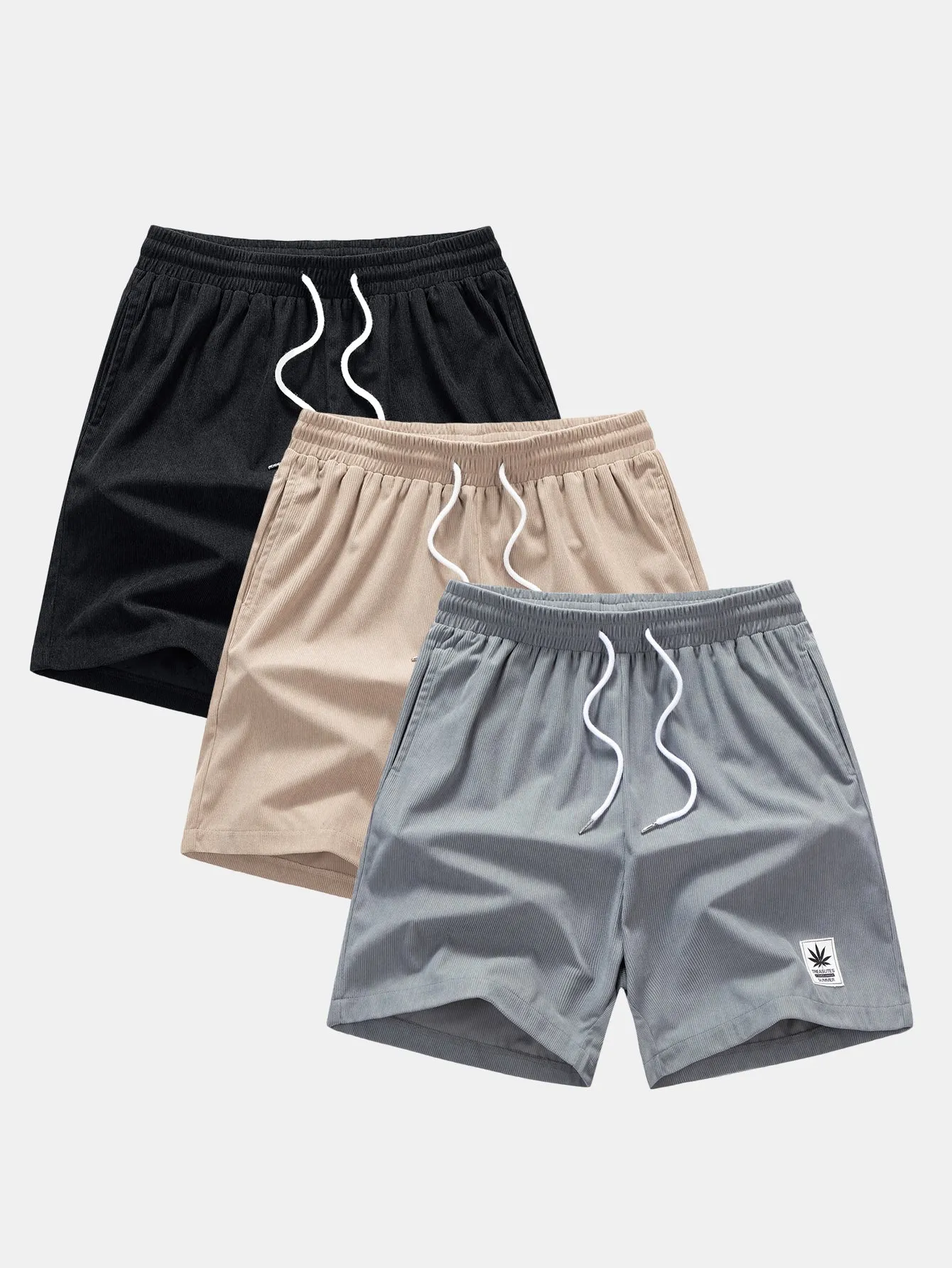 3 Pieces Corduroy Drawstring Shorts sold by Hoooyi
